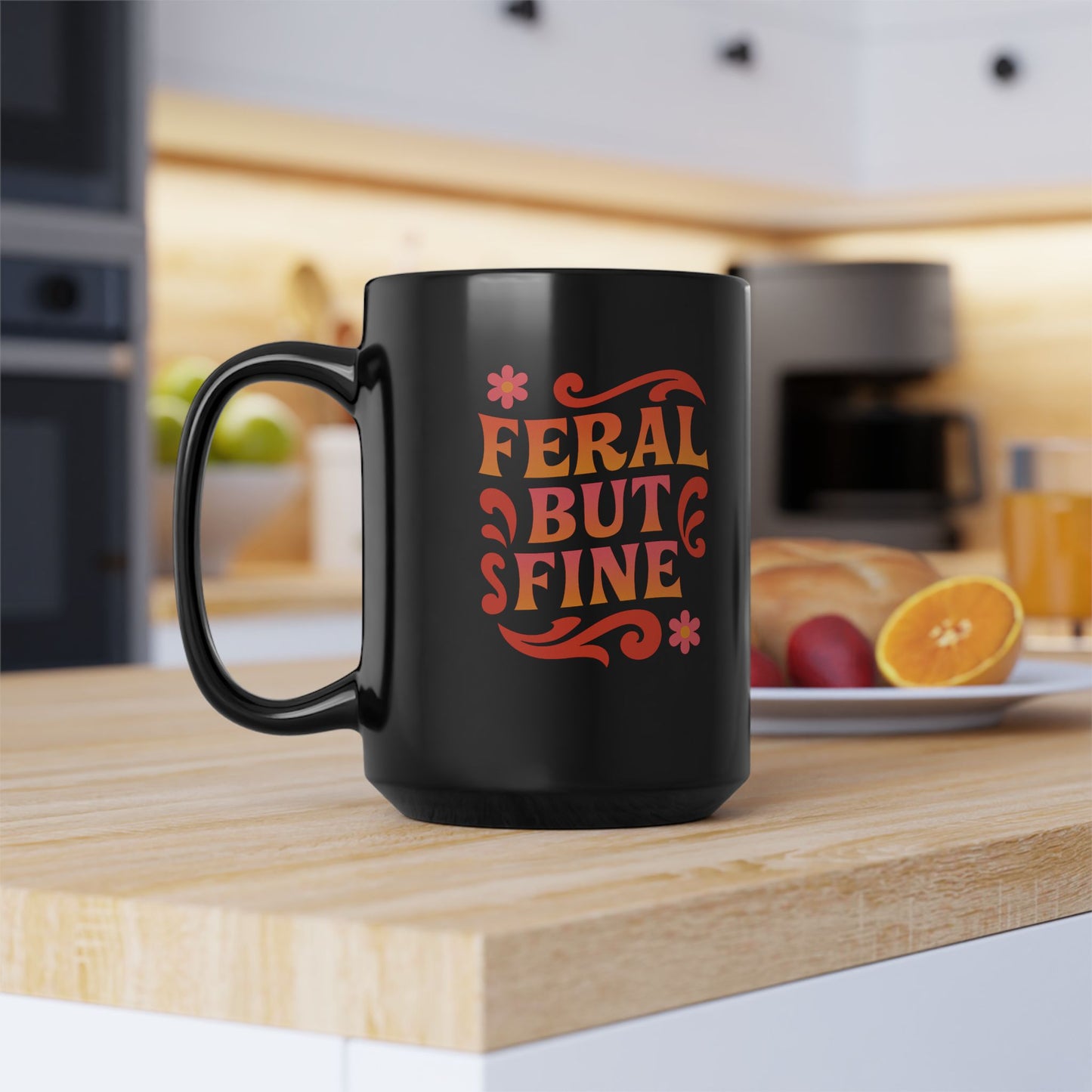 Feral but Fine Mug Art | Black Mug, 15oz Tazo de Regalo