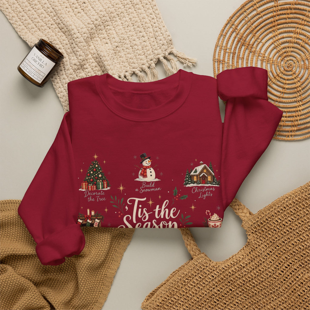 Tis the Season Sweatshirt - Cozy Christmas Sweater - Christmas Movie Night Hot Cocoa - Bake the Cookies Holiday Gift