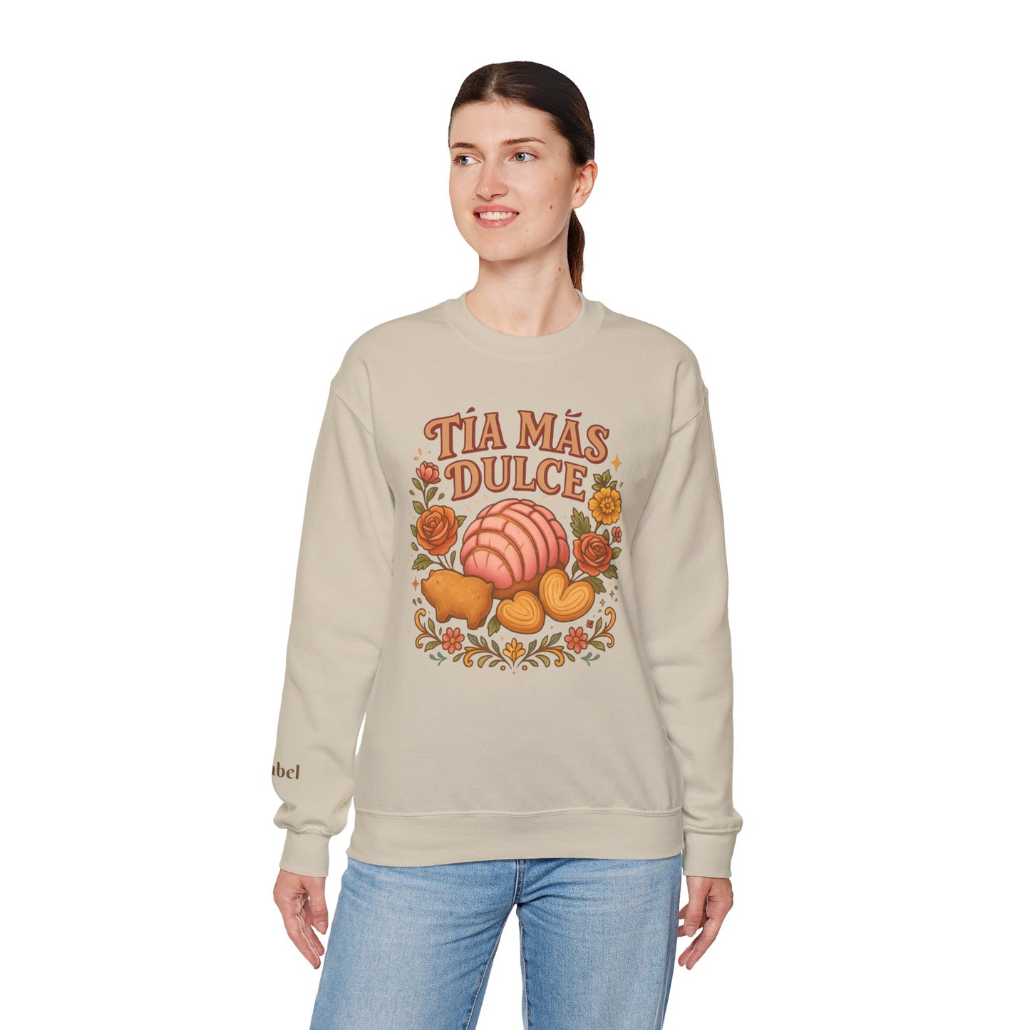 Tía Más Dulce Crewneck Sweatshirt | Concha and Pan Dulce Illustration | Customized Tia Sweater