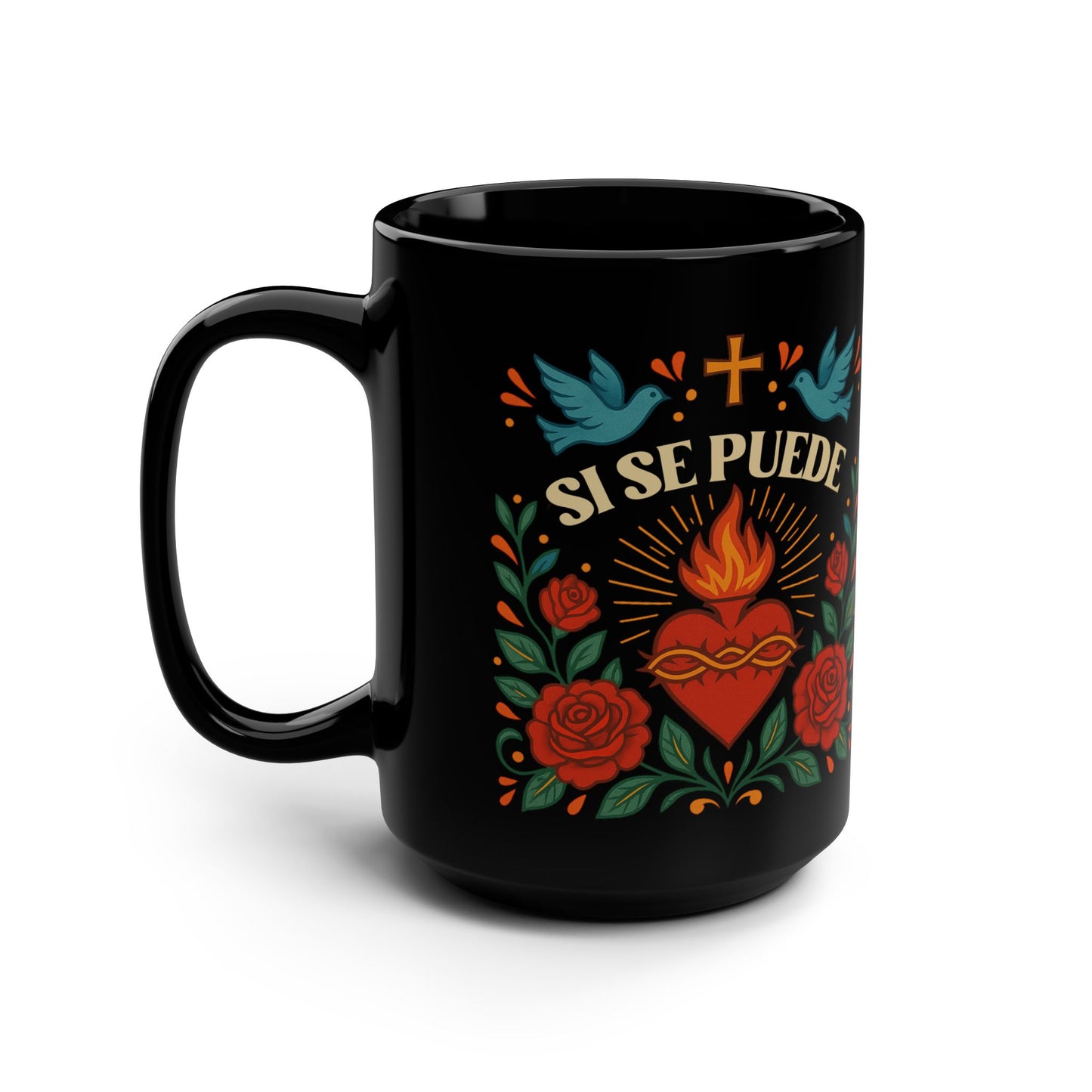 Si Su Puede Mug | When Your opinion is a Concha I'll Ask for it Navidad Mug Art | Black Mug, 15oz Tazo de Regalo | Taza de Navidad