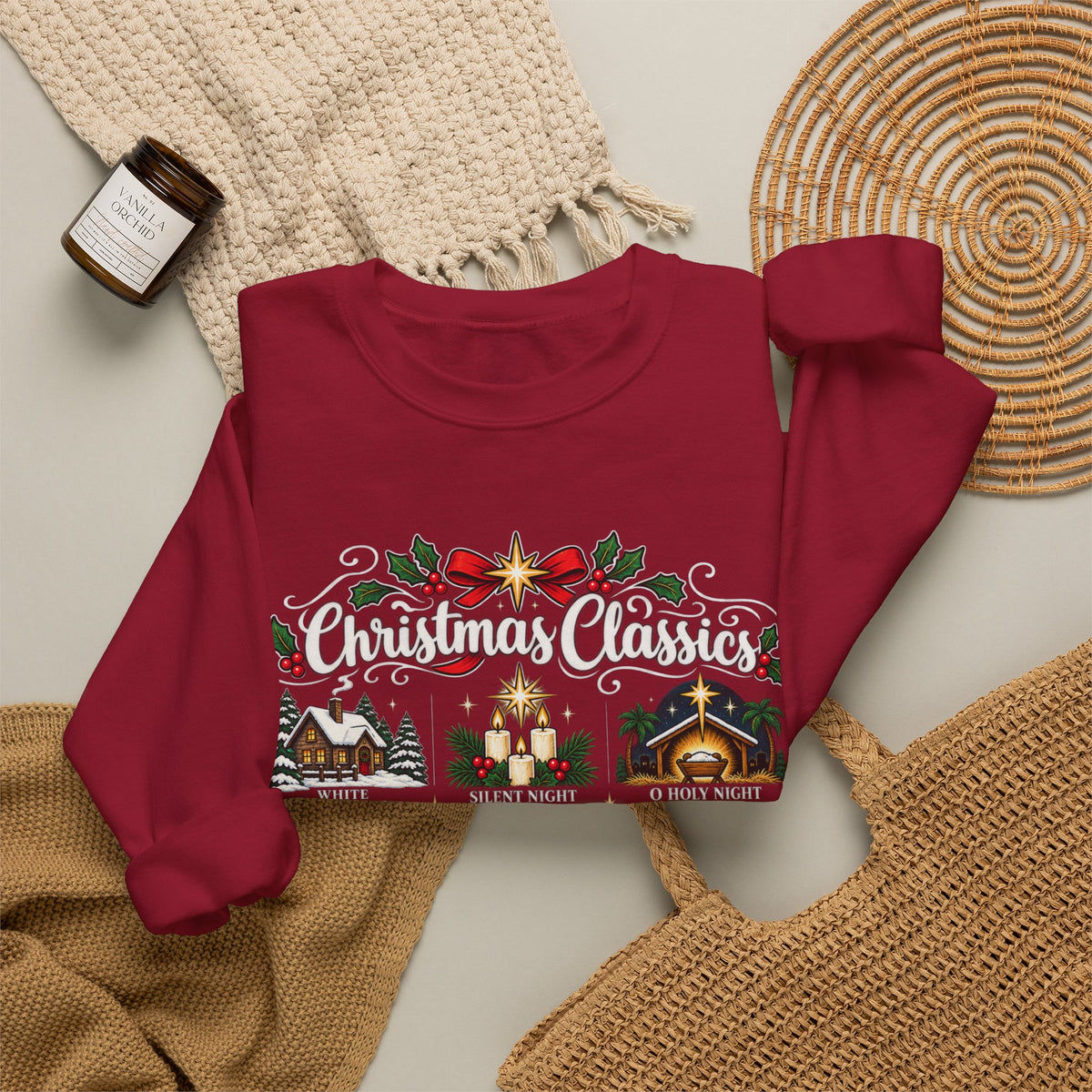 Christmas Classics Sweatshirt - Christmas Song Sweater - Silent Night O Holy Night - Cozy Nostalgic Christmas Music Gift