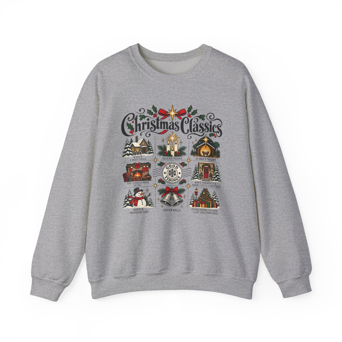Christmas Classics Sweatshirt - Christmas Song Sweater - Silent Night O Holy Night - Cozy Nostalgic Christmas Music Gift