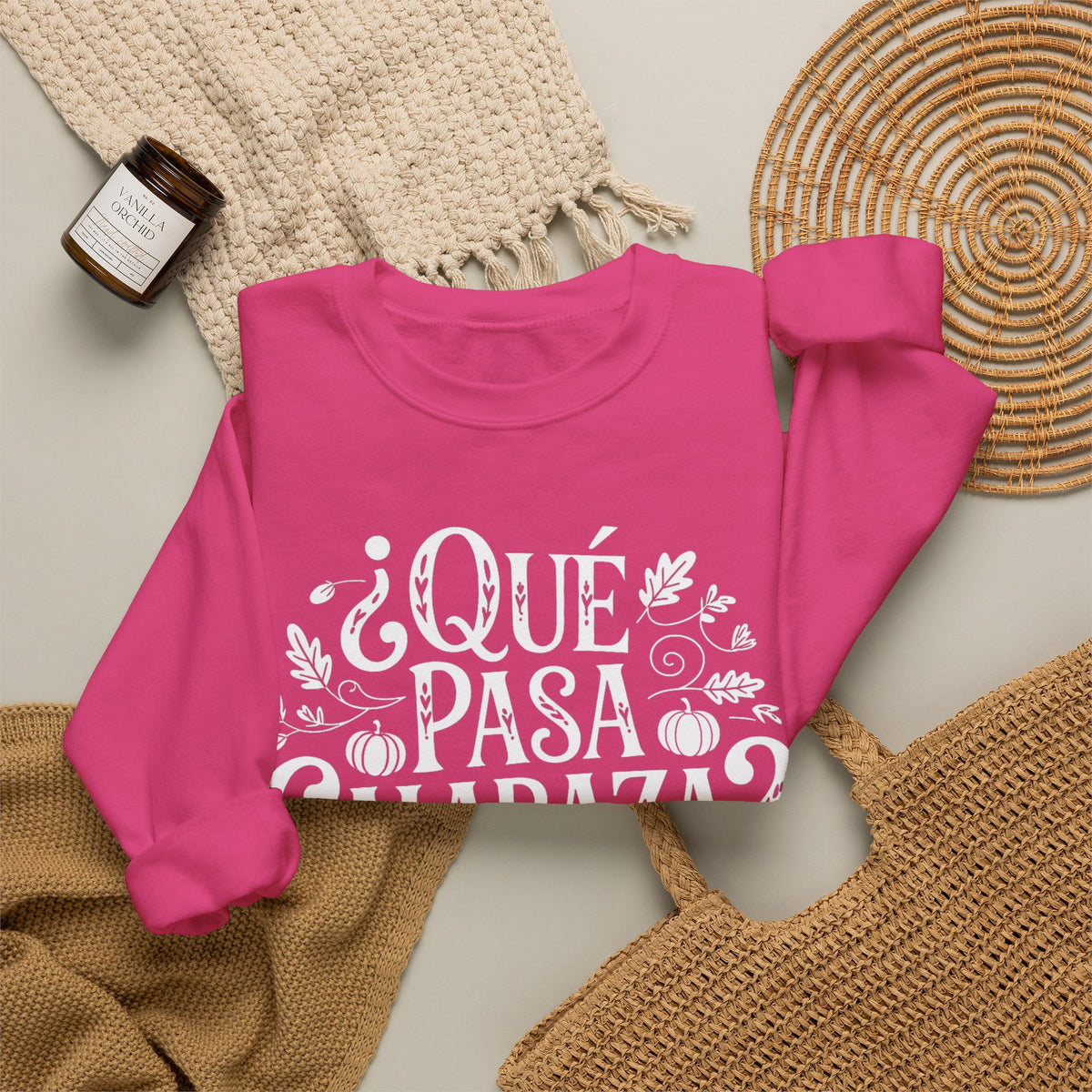 Que Pasa Calabaza Sweatshirt - Funny Hispanic Saying Gift - Latino Culture Bilingual Apparel - Pumpkin Spanish Shirt