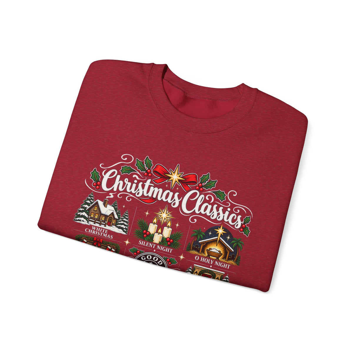 Christmas Classics Sweatshirt - Christmas Song Sweater - Silent Night O Holy Night - Cozy Nostalgic Christmas Music Gift