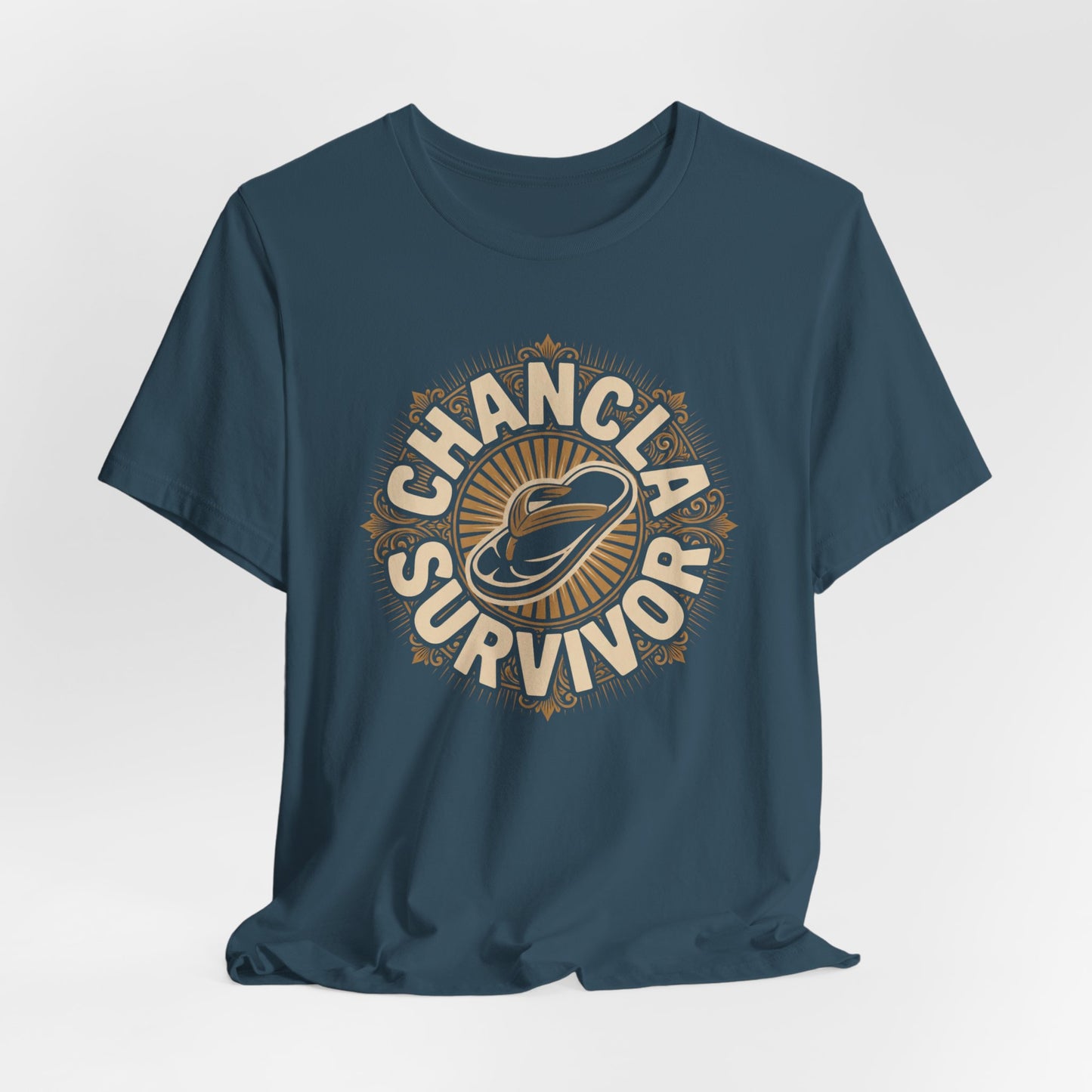 Chancla Survivor T-Shirt - Funny Latino Heritage Tee - La Chancla Power Gift - Mexican Humor Shirt - Hispanic Comedy Tee - Abuela Gift