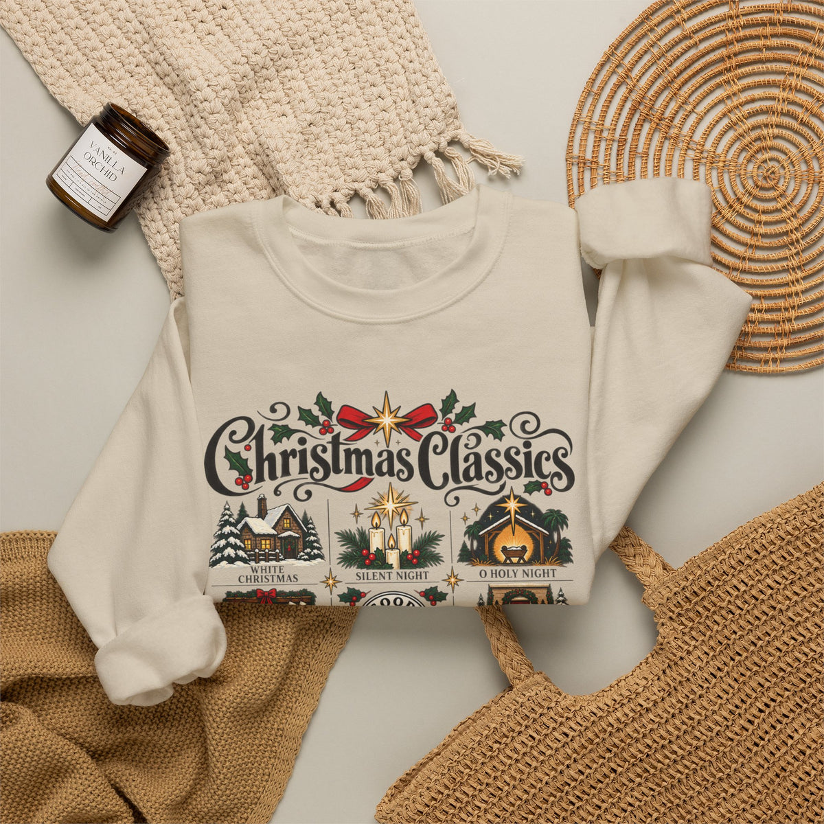 Christmas Classics Sweatshirt - Christmas Song Sweater - Silent Night O Holy Night - Cozy Nostalgic Christmas Music Gift
