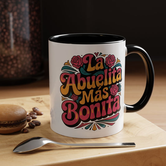 La Abuelita Mas Bonita Mug Groovy Retro — Abuelita Gift Coffee Cup