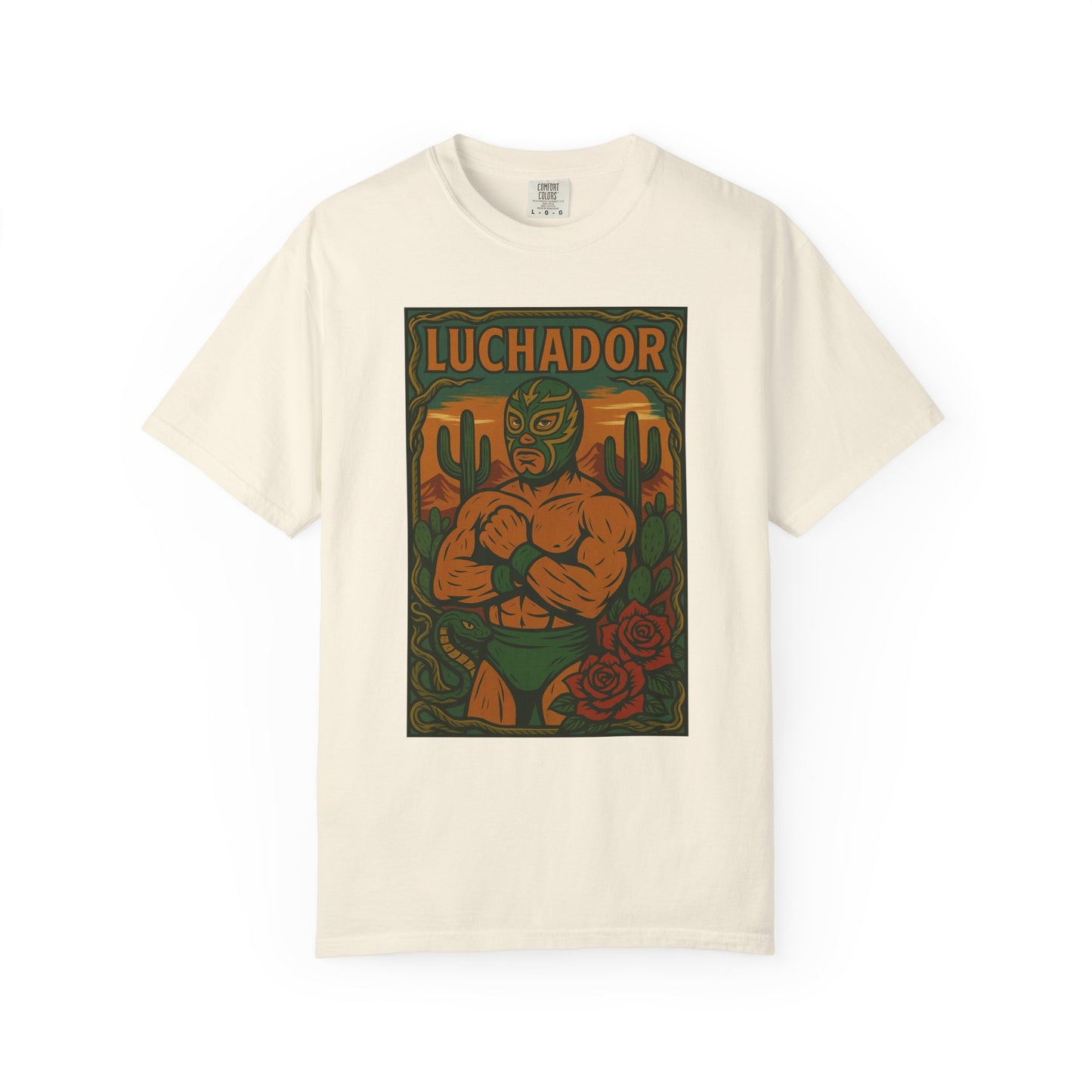 Desert Luchador T-Shirt, Mexican Wrestling Tee, Lucha Libre Plant Shirt, Unisex Top, Cinco de Mayo Gift, Festival Apparel