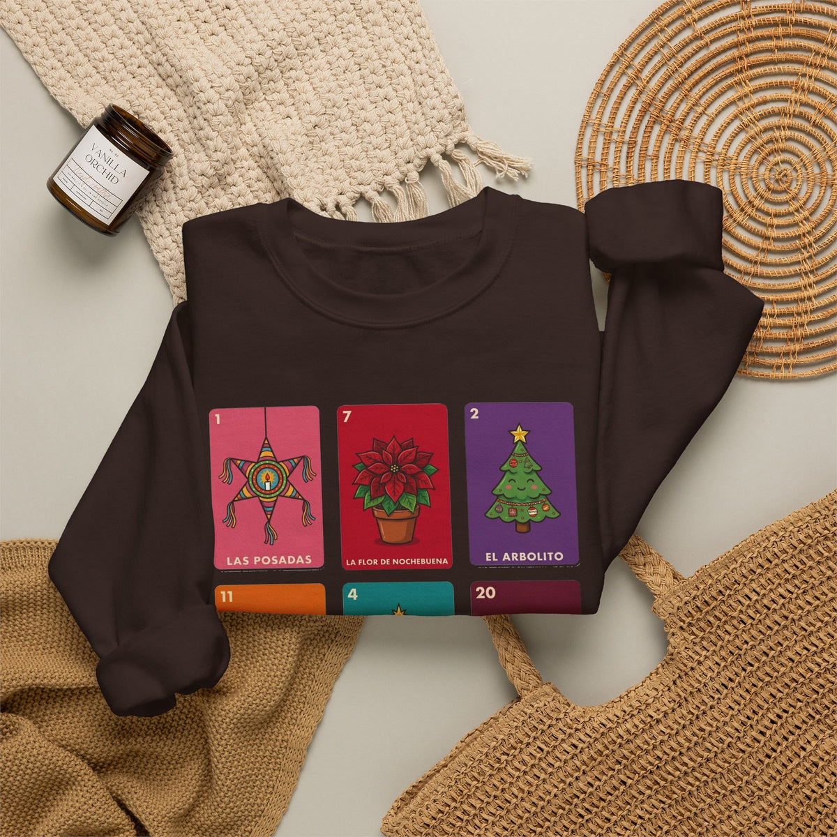 Loteria Navidad Sweatshirt - Mexican Christmas Loteria Sweater - Navidad Mexicana Posadas Tamales Ponche Crewneck