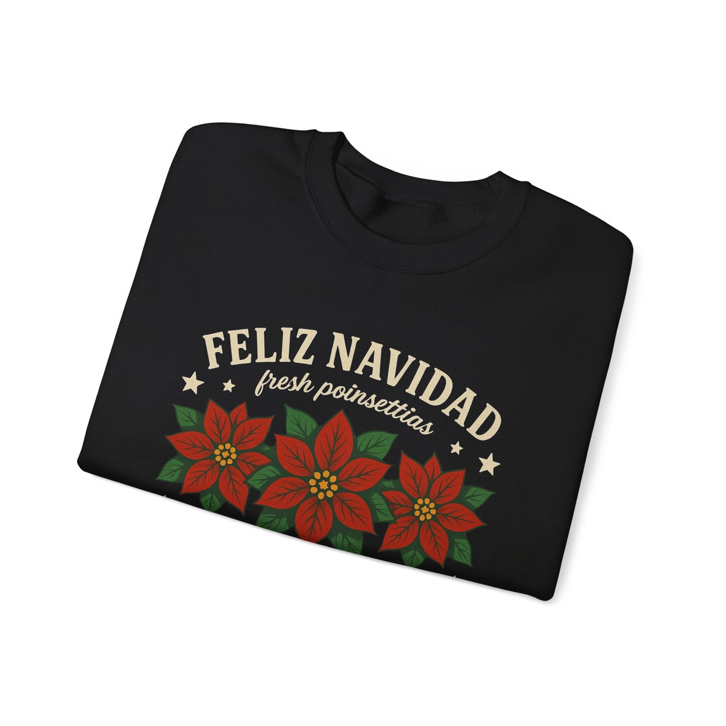 Noche Buena Poinsettia Crewneck Sweater | Feliz Navidad Latino Sweater Gift