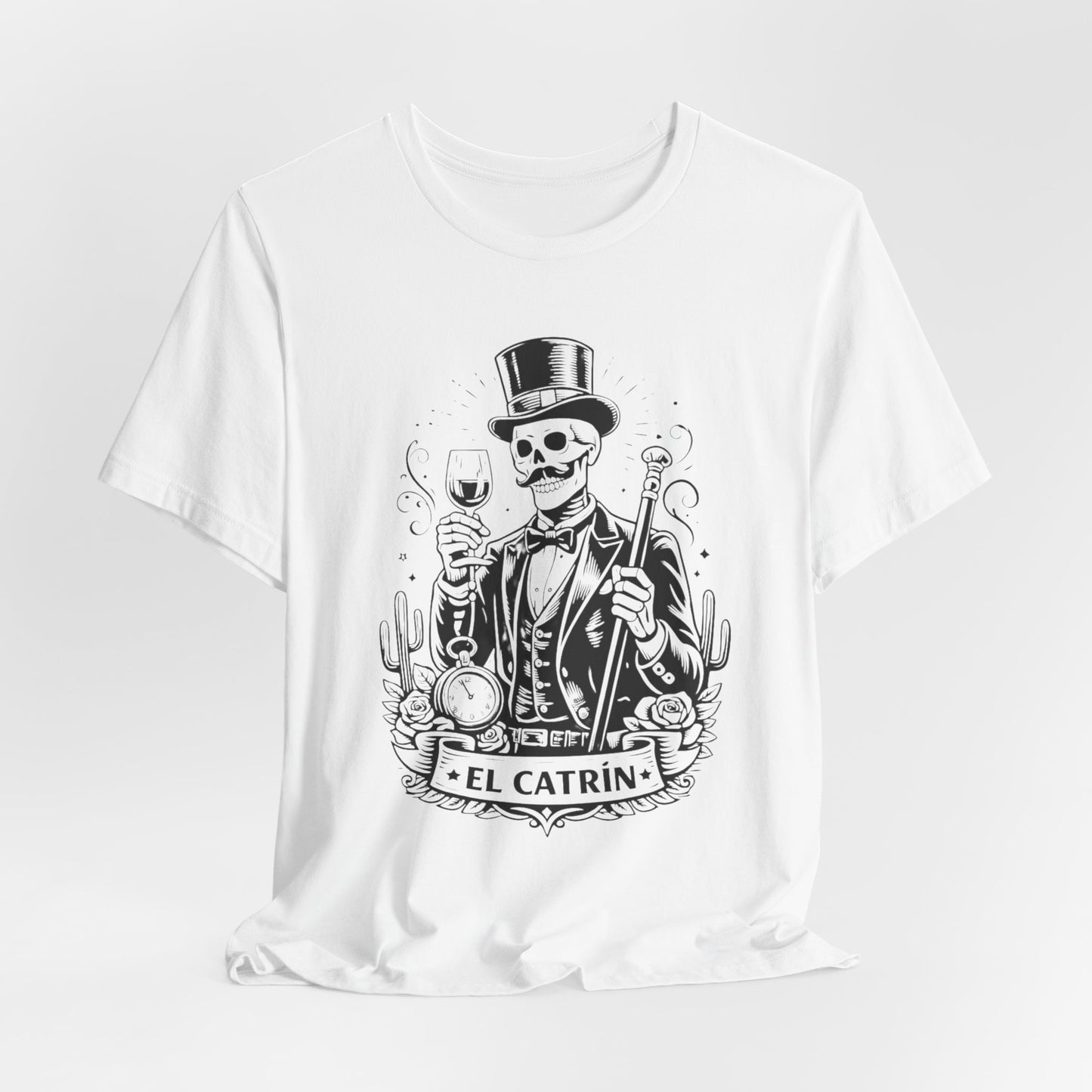 El Catrin T-Shirt - Mexican Skull Dia de los Muertos Tee - Latino Heritage Gift - Calavera Skeleton Art Shirt