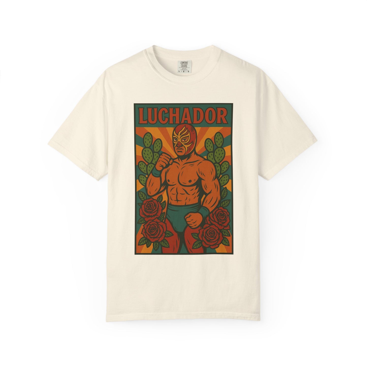 Luchador Nopales T-Shirt, Mexican Wrestling Tee, Lucha Libre Plant Shirt, Unisex Top, Cinco de Mayo Gift, Festival Apparel