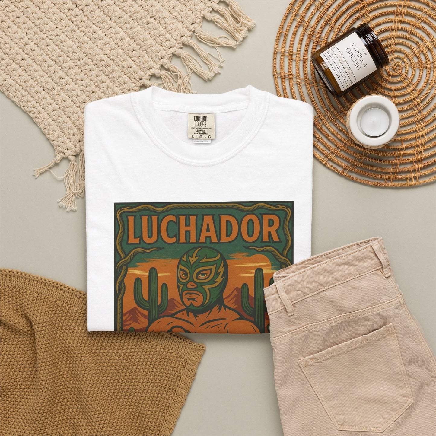 Desert Luchador T-Shirt, Mexican Wrestling Tee, Lucha Libre Plant Shirt, Unisex Top, Cinco de Mayo Gift, Festival Apparel