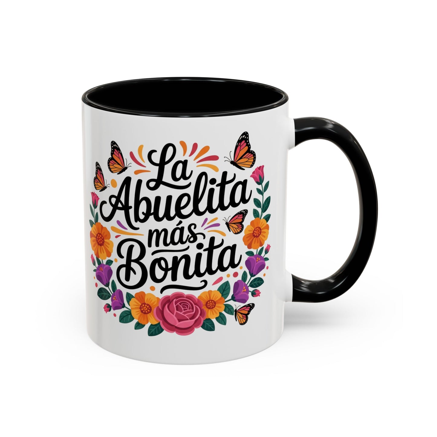 La Abuelita Mas Bonita Mug Butterfly Floral | Abuelita Gift Coffee Cup | Monarch Grandma Mug | Latina Grandmother Gift | Spanish Gift Her
