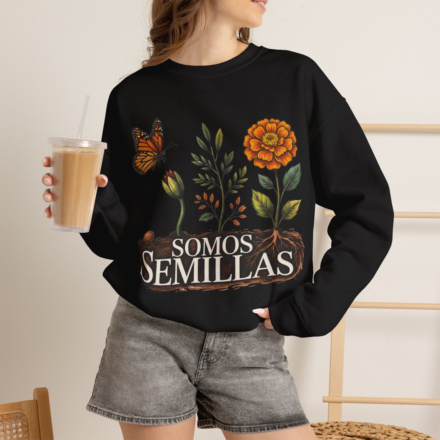Somos Semillas Sweatshirt - Latino Heritage Pride Wear - Bilingual Apparel Gift for Hispanic Culture Lovers