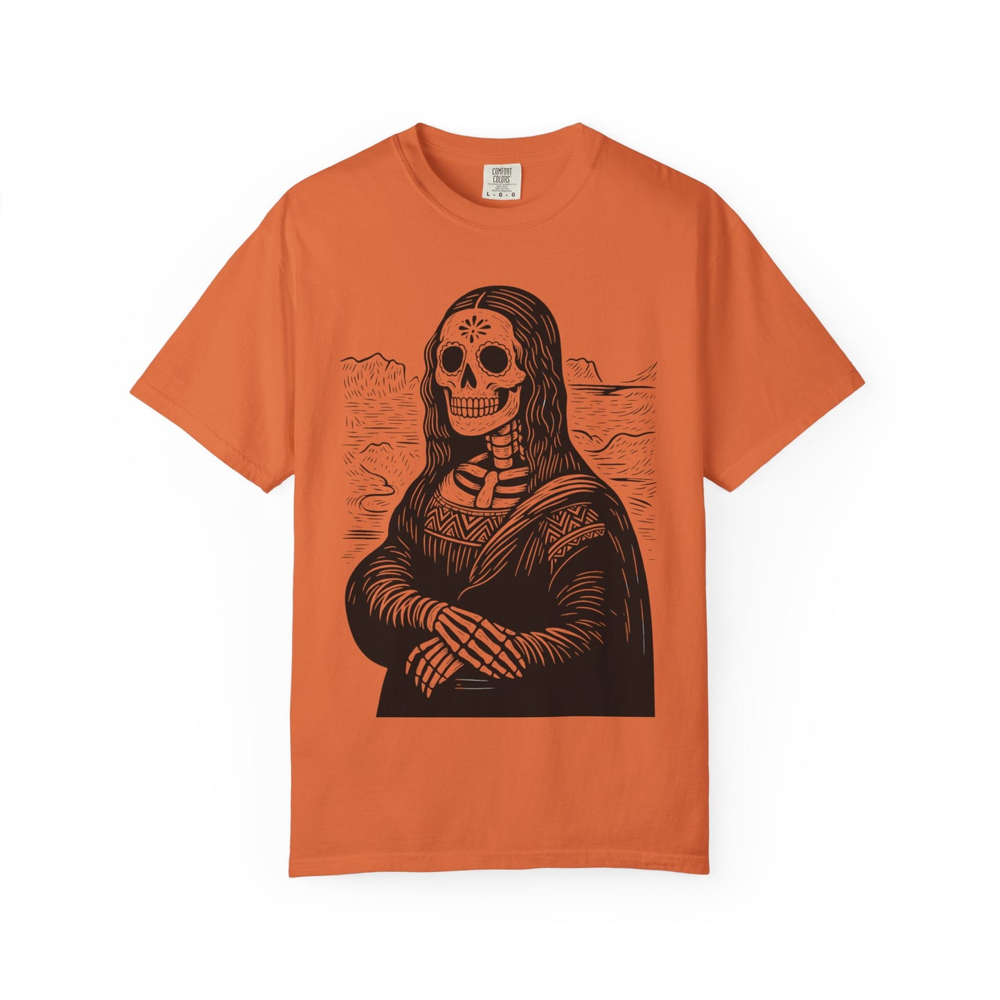 Mona Lisa Calavera Tee | Dia De los Muertos Fine Art Shirt, Eskeletos Remix, Latina owned business support,