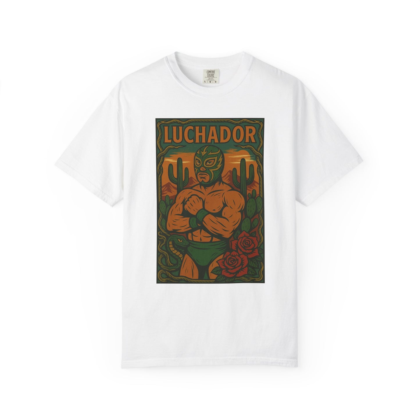 Desert Luchador T-Shirt, Mexican Wrestling Tee, Lucha Libre Plant Shirt, Unisex Top, Cinco de Mayo Gift, Festival Apparel
