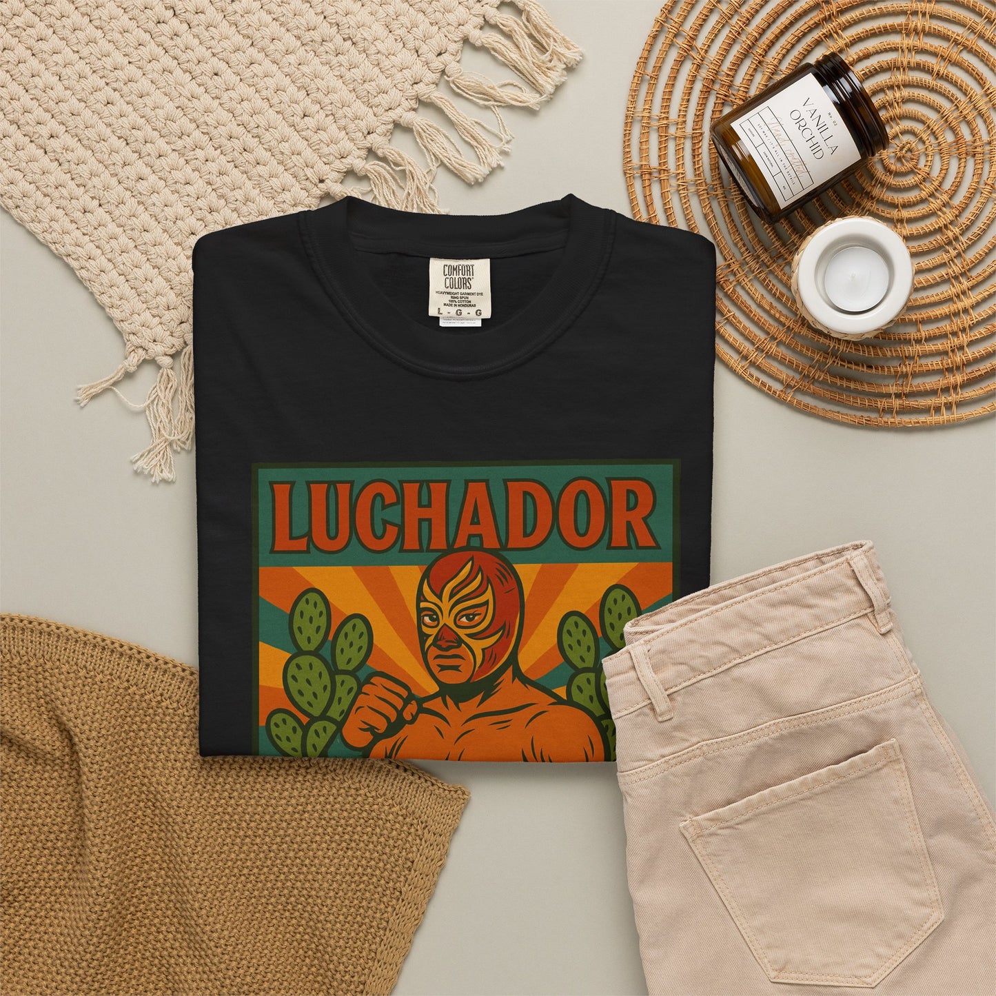 Luchador Nopales T-Shirt, Mexican Wrestling Tee, Lucha Libre Plant Shirt, Unisex Top, Cinco de Mayo Gift, Festival Apparel