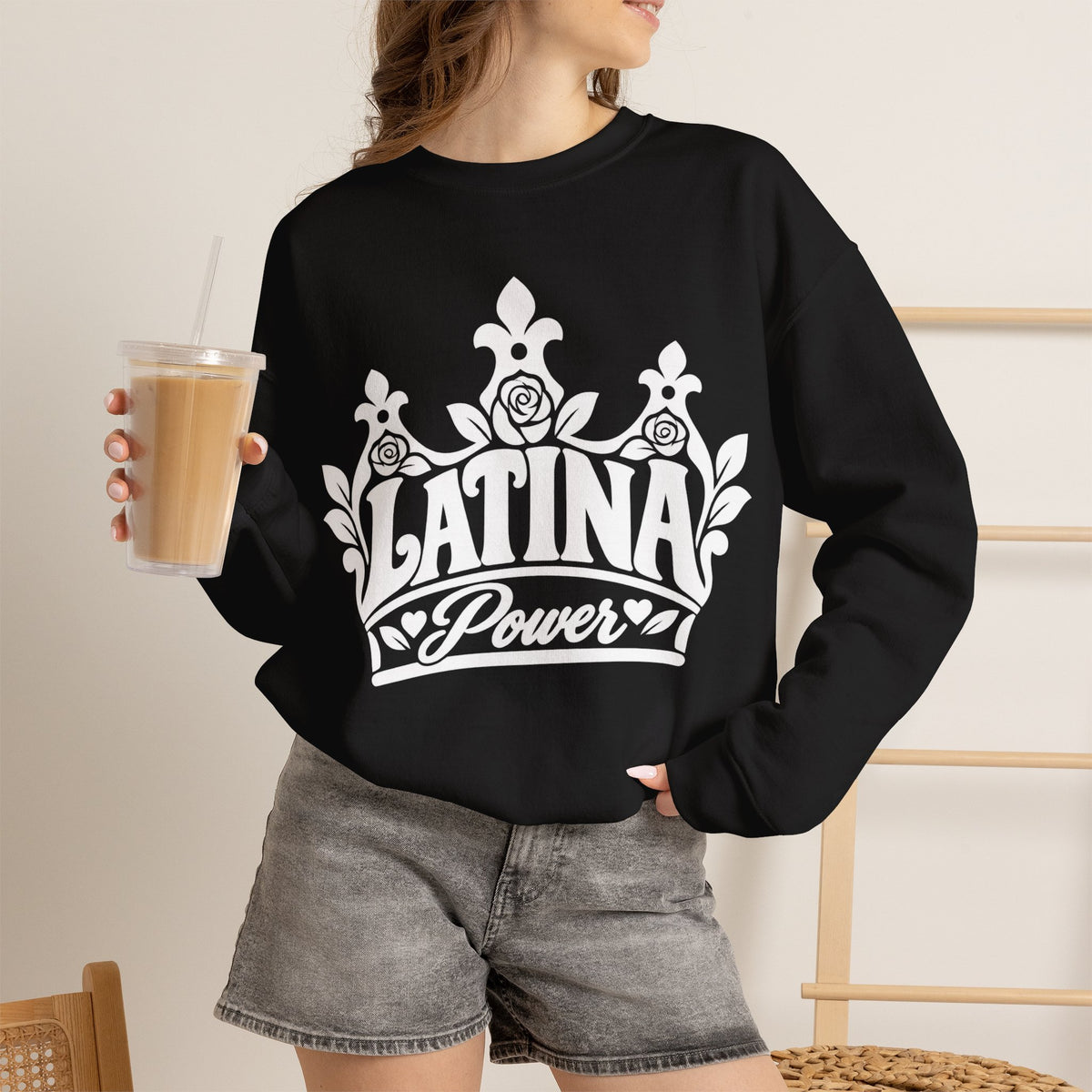 Latina Power Crown Sweatshirt - Mexican Latina Pride Sweater - Latina Gift Crewneck - Reina Corona Spanish Women