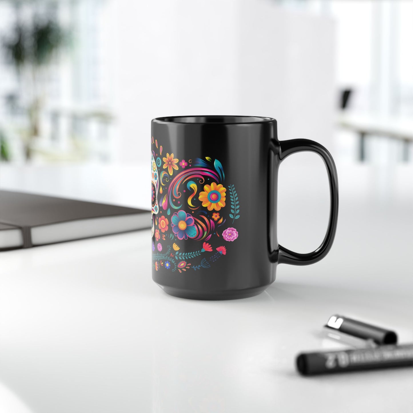 Dia de Los Muertos Mug Sugar Skull Calavera Mexican Gift Day of the Dead Decor Skull Coffee Mug Latina Gift Dia de Muertos Halloween Mug (view 7 of 7)