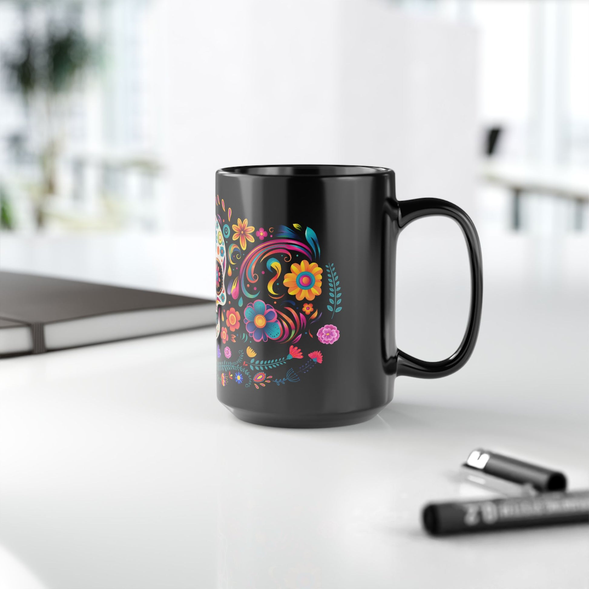 Dia de Los Muertos Mug Sugar Skull Calavera Mexican Gift Day of the Dead Decor Skull Coffee Mug Latina Gift Dia de Muertos Halloween Mug (view 7 of 7)