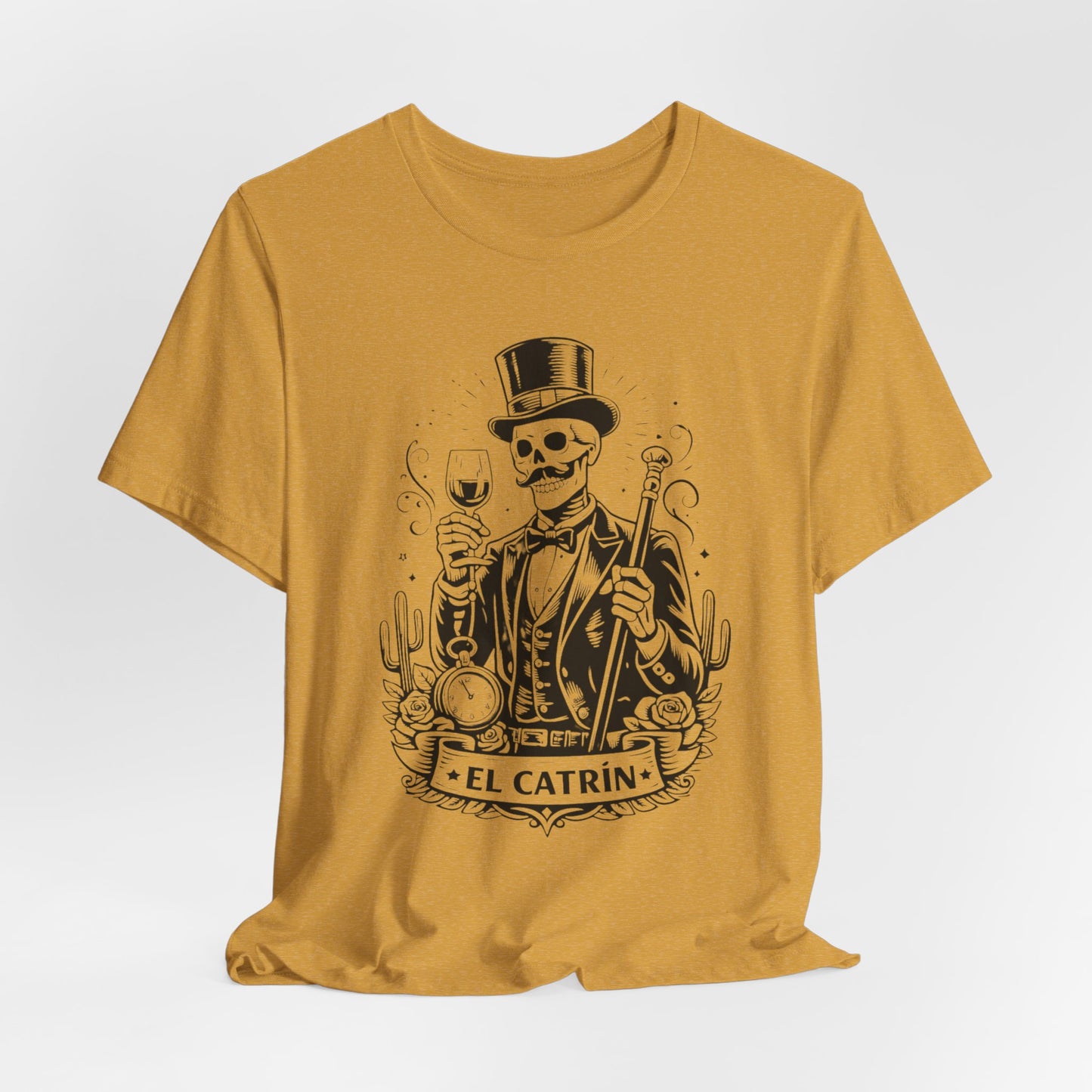 El Catrin T-Shirt - Mexican Skull Dia de los Muertos Tee - Latino Heritage Gift - Calavera Skeleton Art Shirt