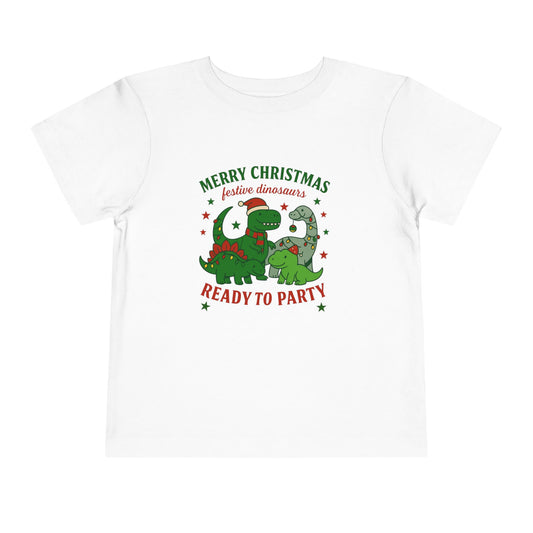 Christmas Dinosaurs Toddler Short Sleeve Tee