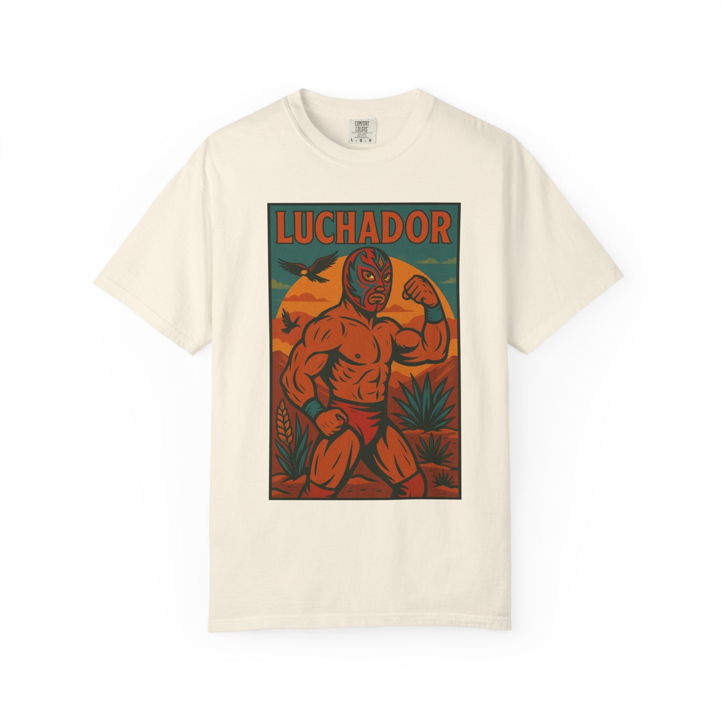 Luchador Agave & Eagle T-Shirt, Mexican Wrestling Tee, Lucha Libre Plant Shirt, Unisex Top, Cinco de Mayo Gift, Festival Apparel