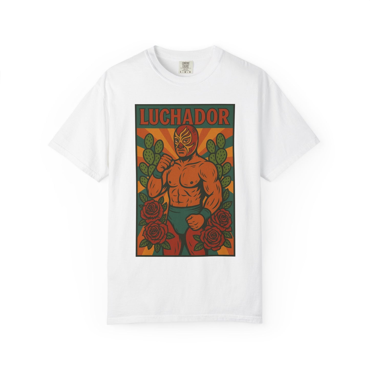 Luchador Nopales T-Shirt, Mexican Wrestling Tee, Lucha Libre Plant Shirt, Unisex Top, Cinco de Mayo Gift, Festival Apparel