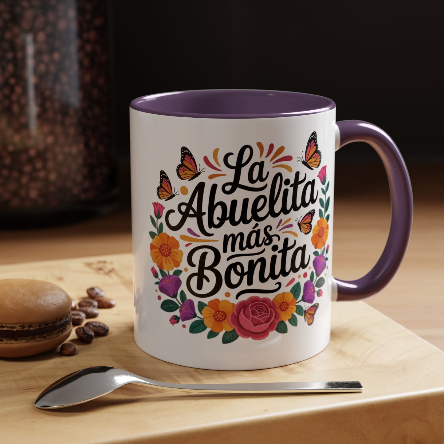 La Abuelita Mas Bonita Mug Butterfly Floral | Abuelita Gift Coffee Cup | Monarch Grandma Mug | Latina Grandmother Gift | Spanish Gift Her