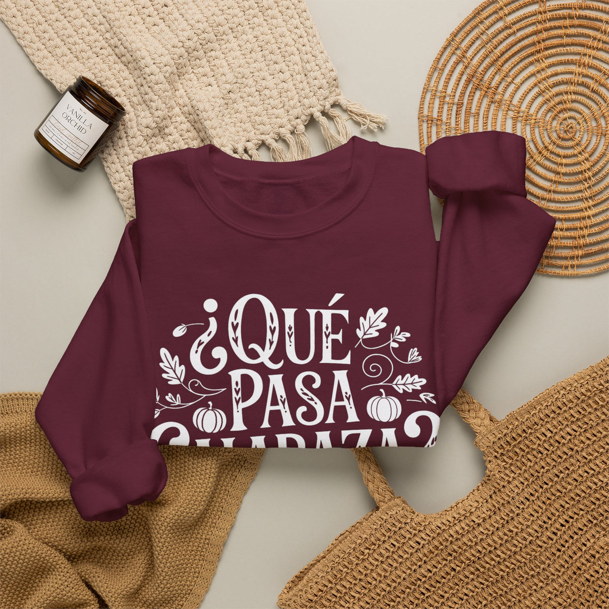 Que Pasa Calabaza Sweatshirt - Funny Hispanic Saying Gift - Latino Culture Bilingual Apparel - Pumpkin Spanish Shirt