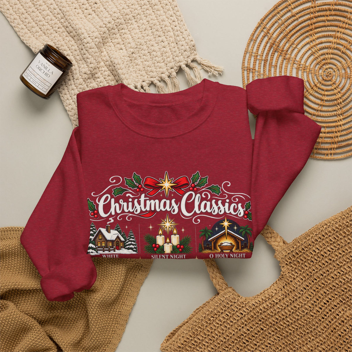Christmas Classics Sweatshirt - Christmas Song Sweater - Silent Night O Holy Night - Cozy Nostalgic Christmas Music Gift