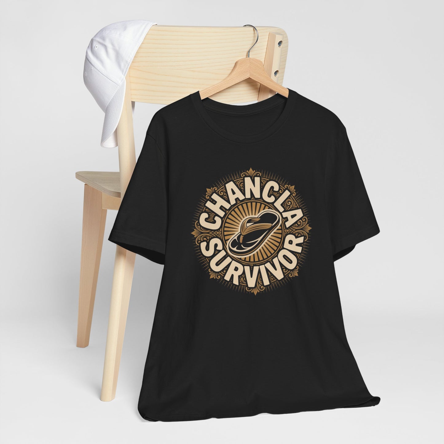 Chancla Survivor T-Shirt - Funny Latino Heritage Tee - La Chancla Power Gift - Mexican Humor Shirt - Hispanic Comedy Tee - Abuela Gift