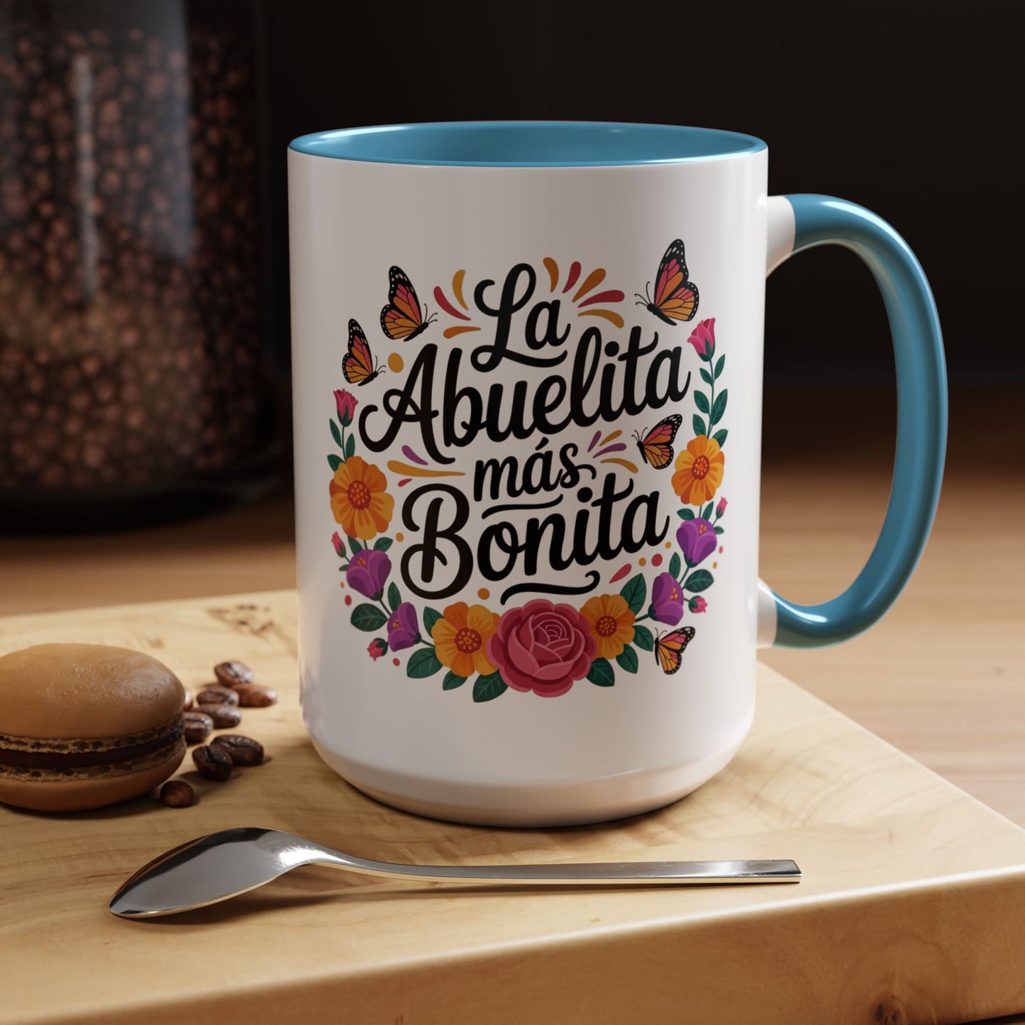 La Abuelita Mas Bonita Mug Butterfly Floral | Abuelita Gift Coffee Cup | Monarch Grandma Mug | Latina Grandmother Gift | Spanish Gift Her