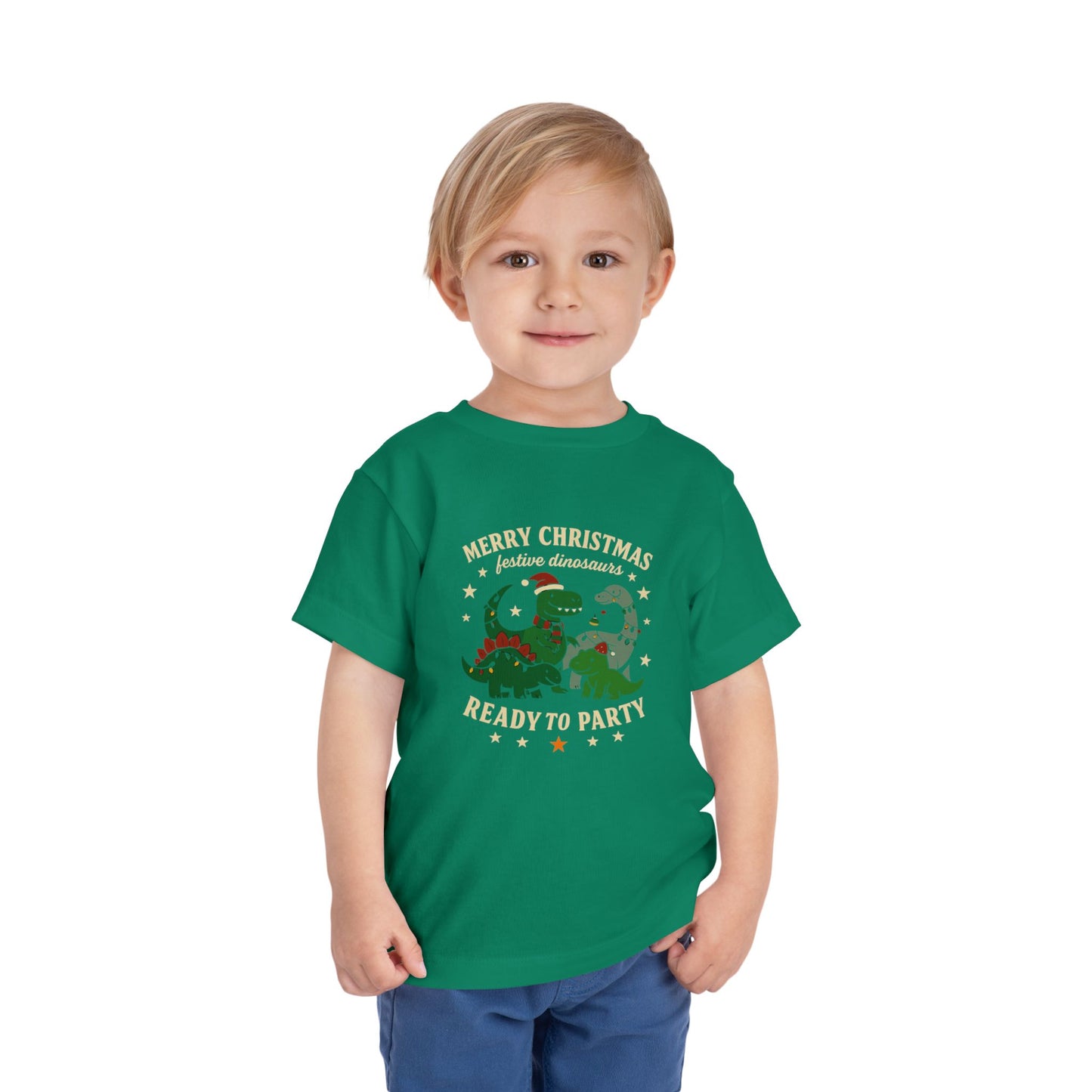 Christmas Dinosaurs Toddler Short Sleeve Tee
