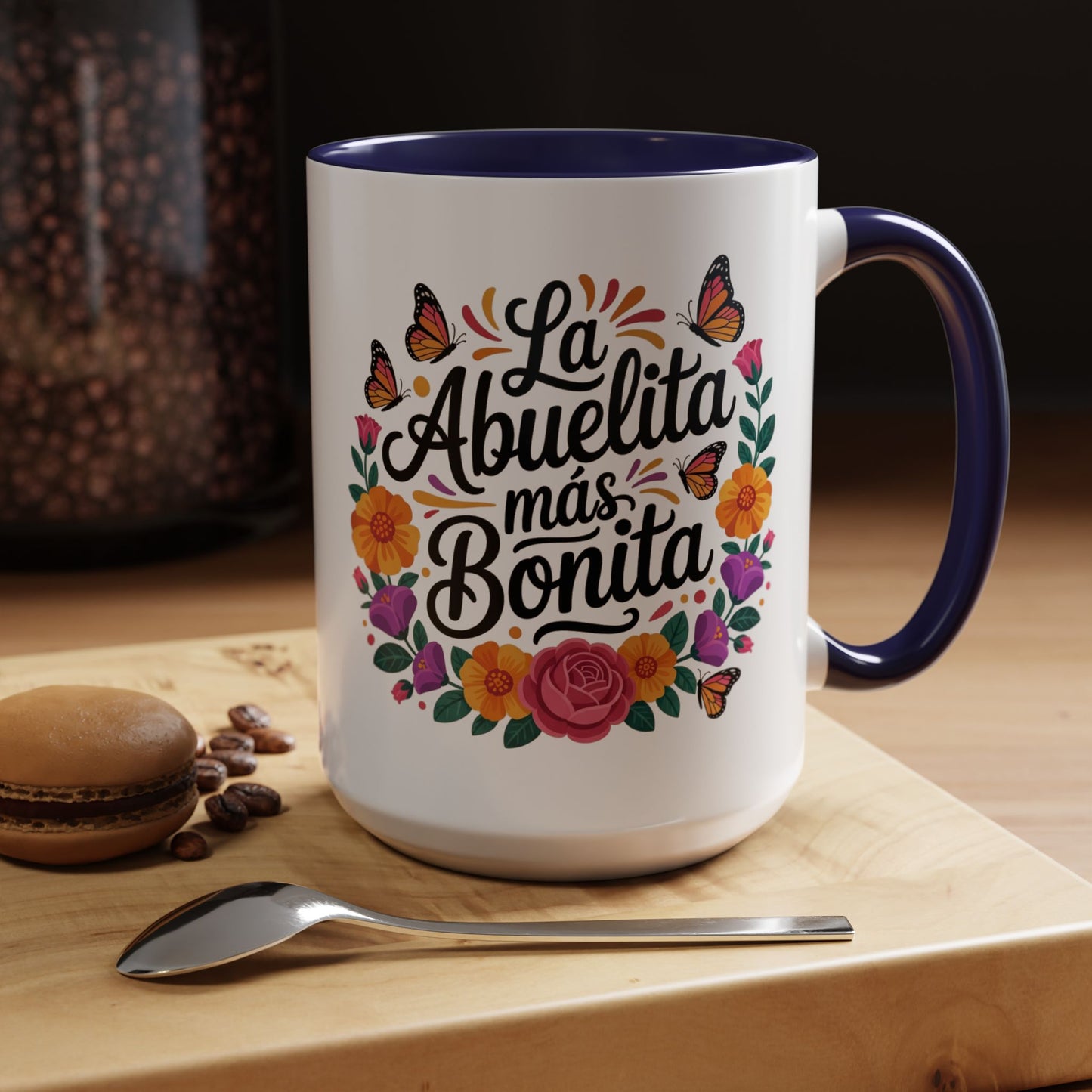 La Abuelita Mas Bonita Mug Butterfly Floral | Abuelita Gift Coffee Cup | Monarch Grandma Mug | Latina Grandmother Gift | Spanish Gift Her