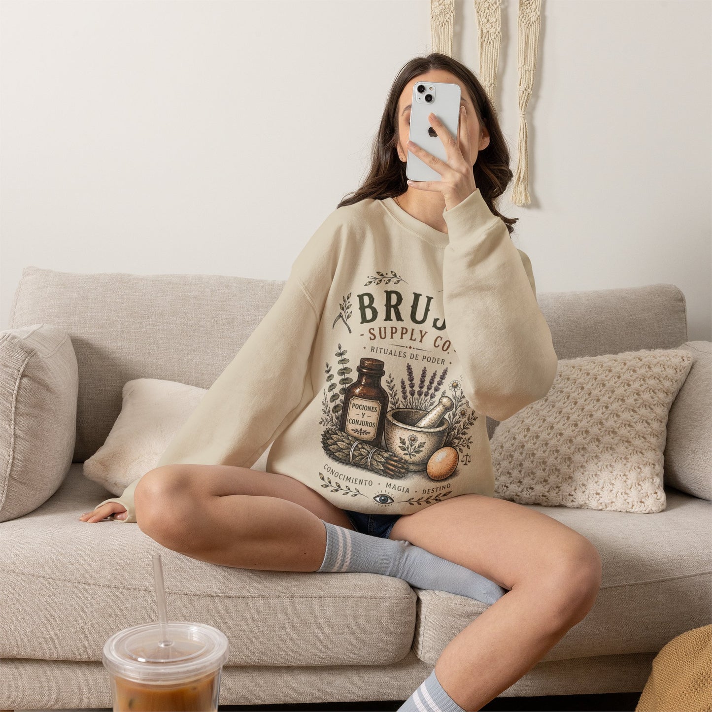 Bruja Sweatshirt - Latina Witch Magic Power Sudadera - Spanish Gift for Her - Bruja Vibes Only - Latina Pride Clothing