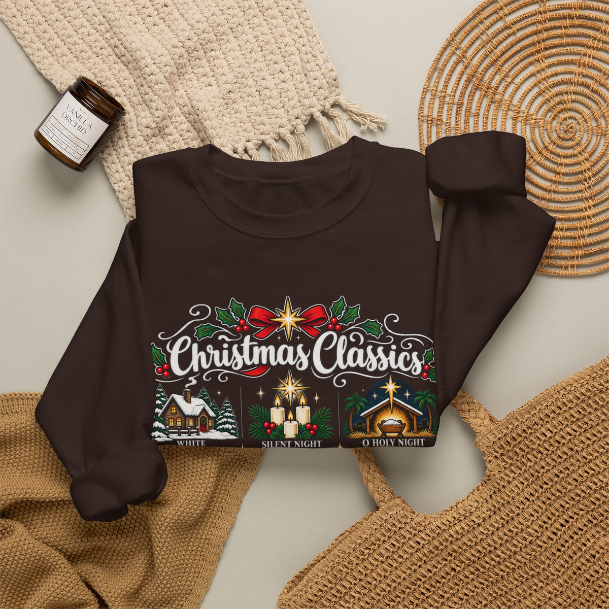 Christmas Classics Sweatshirt - Christmas Song Sweater - Silent Night O Holy Night - Cozy Nostalgic Christmas Music Gift