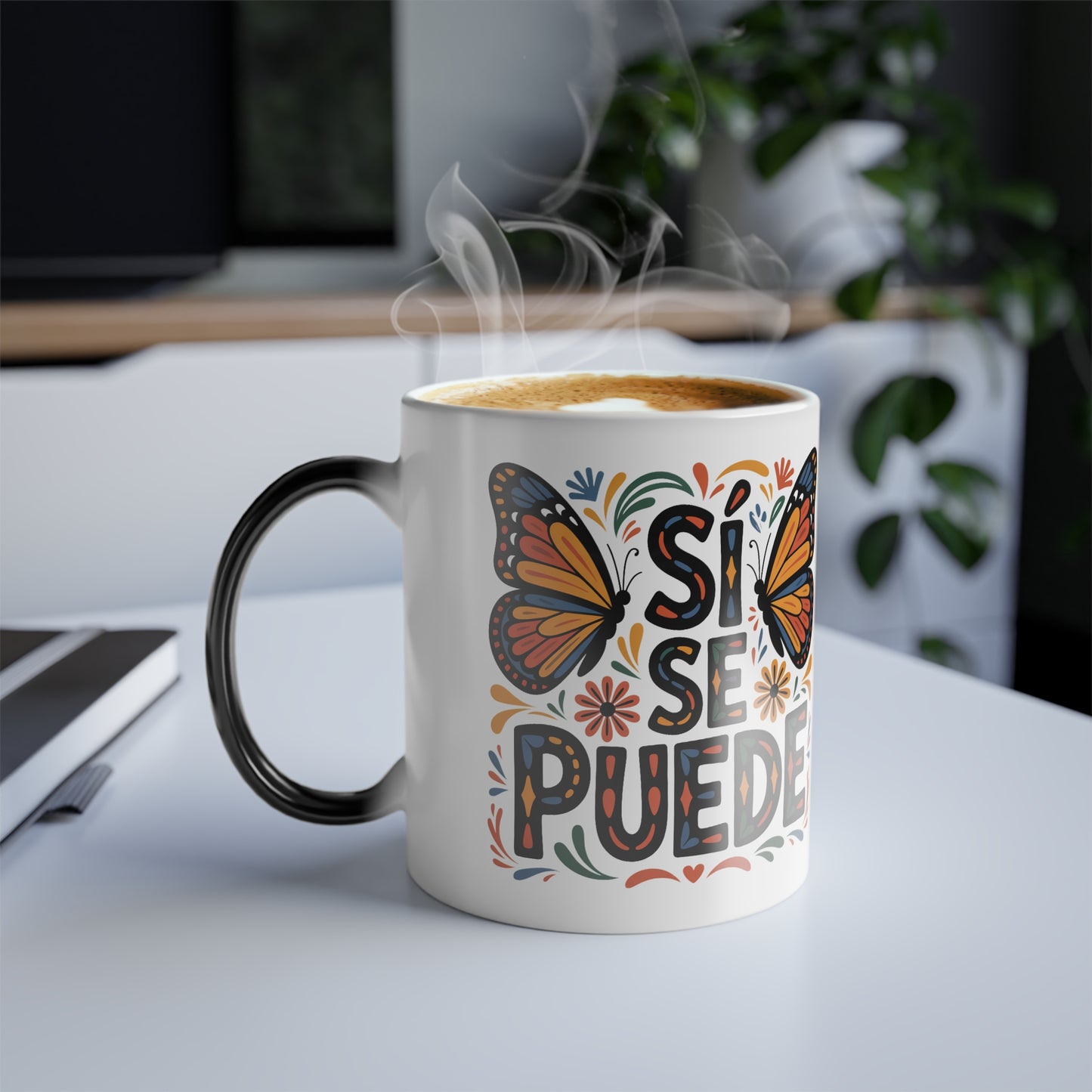 Si Se Puede Color Changing Mug | Latina Empowerment Gift | Monarch Butterfly Magic Mug | Latina Gift for Her | Inspirational Coffee Cup