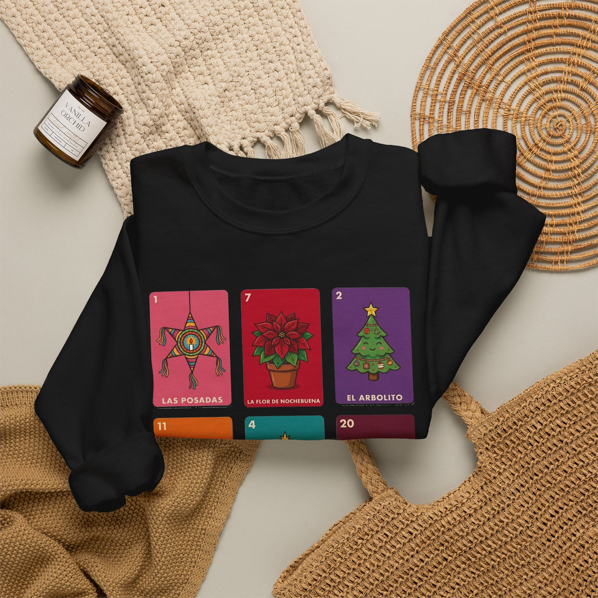 Loteria Navidad Sweatshirt - Mexican Christmas Loteria Sweater - Navidad Mexicana Posadas Tamales Ponche Crewneck