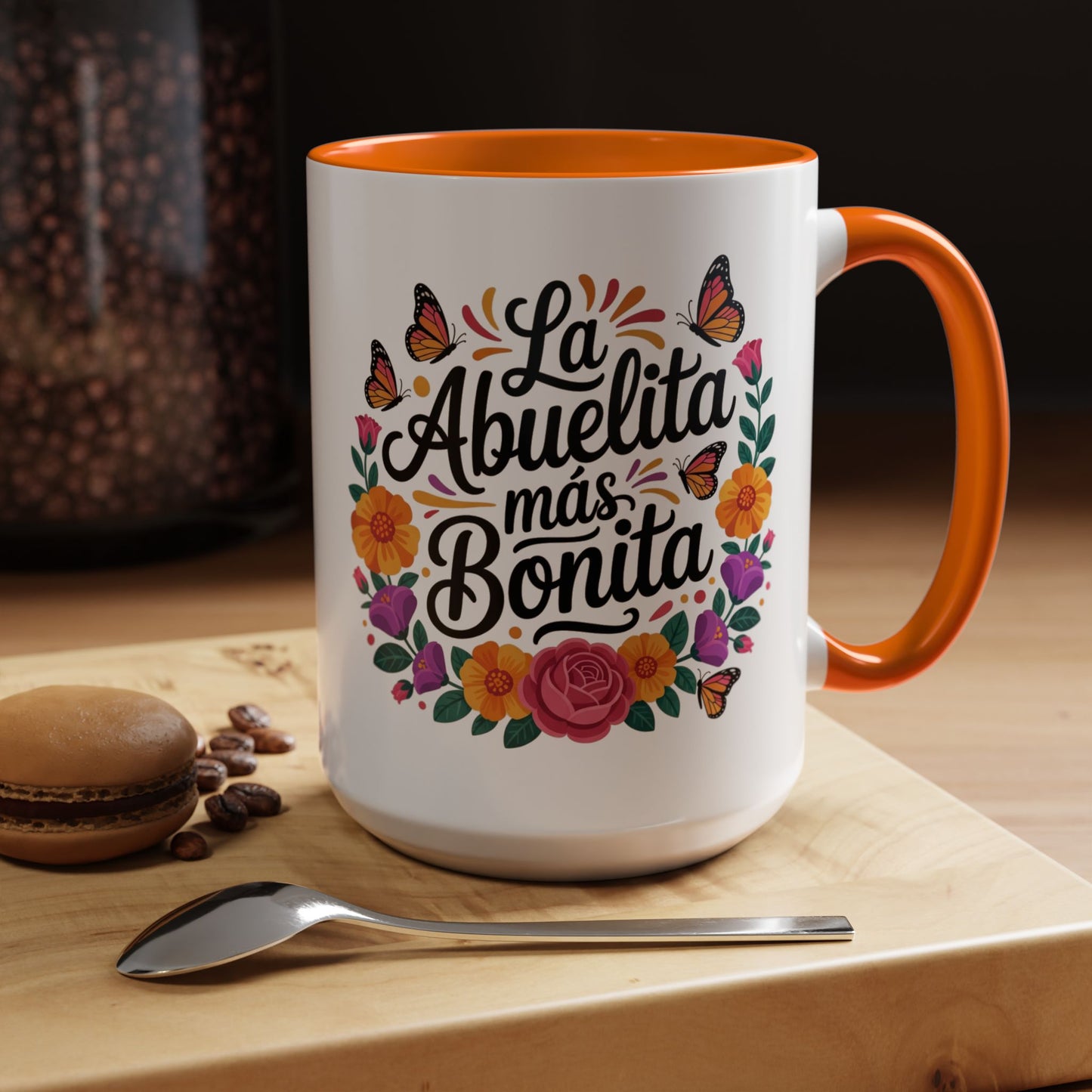 La Abuelita Mas Bonita Mug Butterfly Floral | Abuelita Gift Coffee Cup | Monarch Grandma Mug | Latina Grandmother Gift | Spanish Gift Her