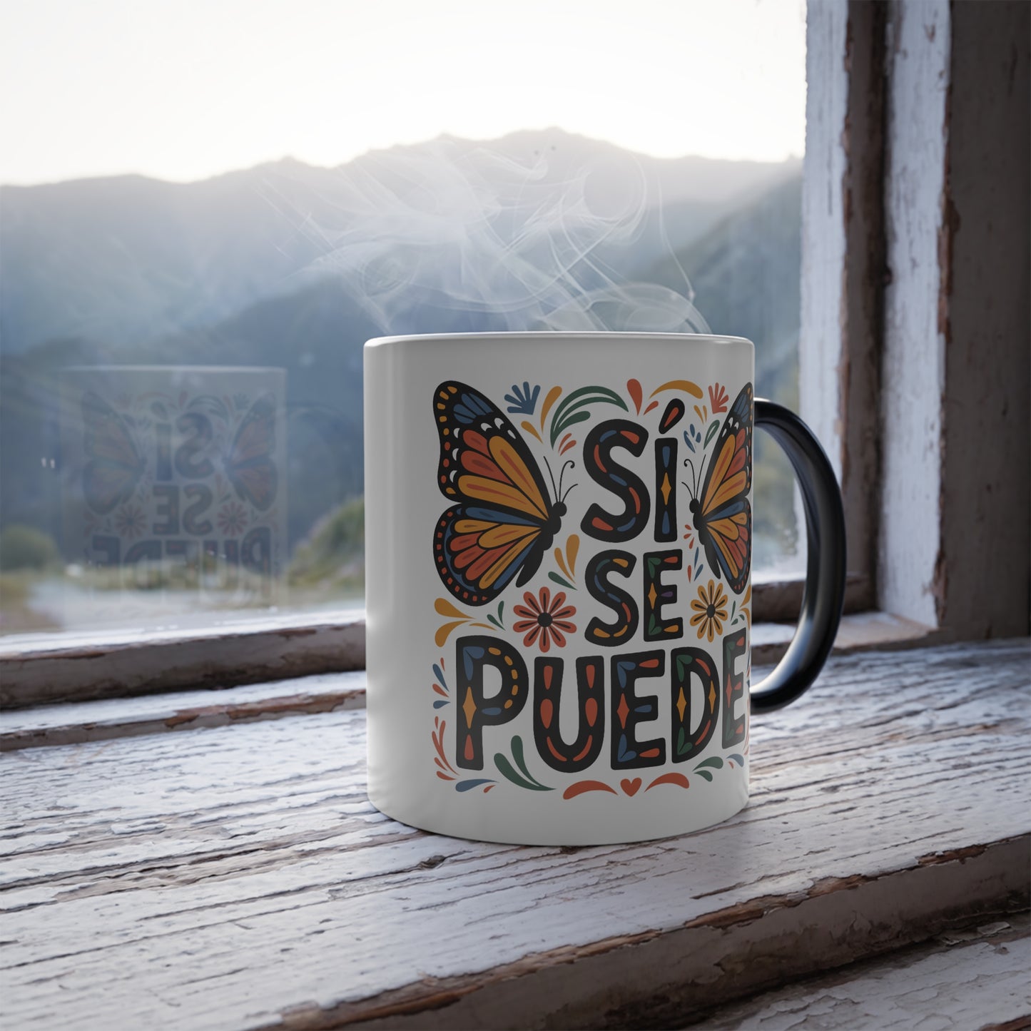 Si Se Puede Color Changing Mug | Latina Empowerment Gift | Monarch Butterfly Magic Mug | Latina Gift for Her | Inspirational Coffee Cup
