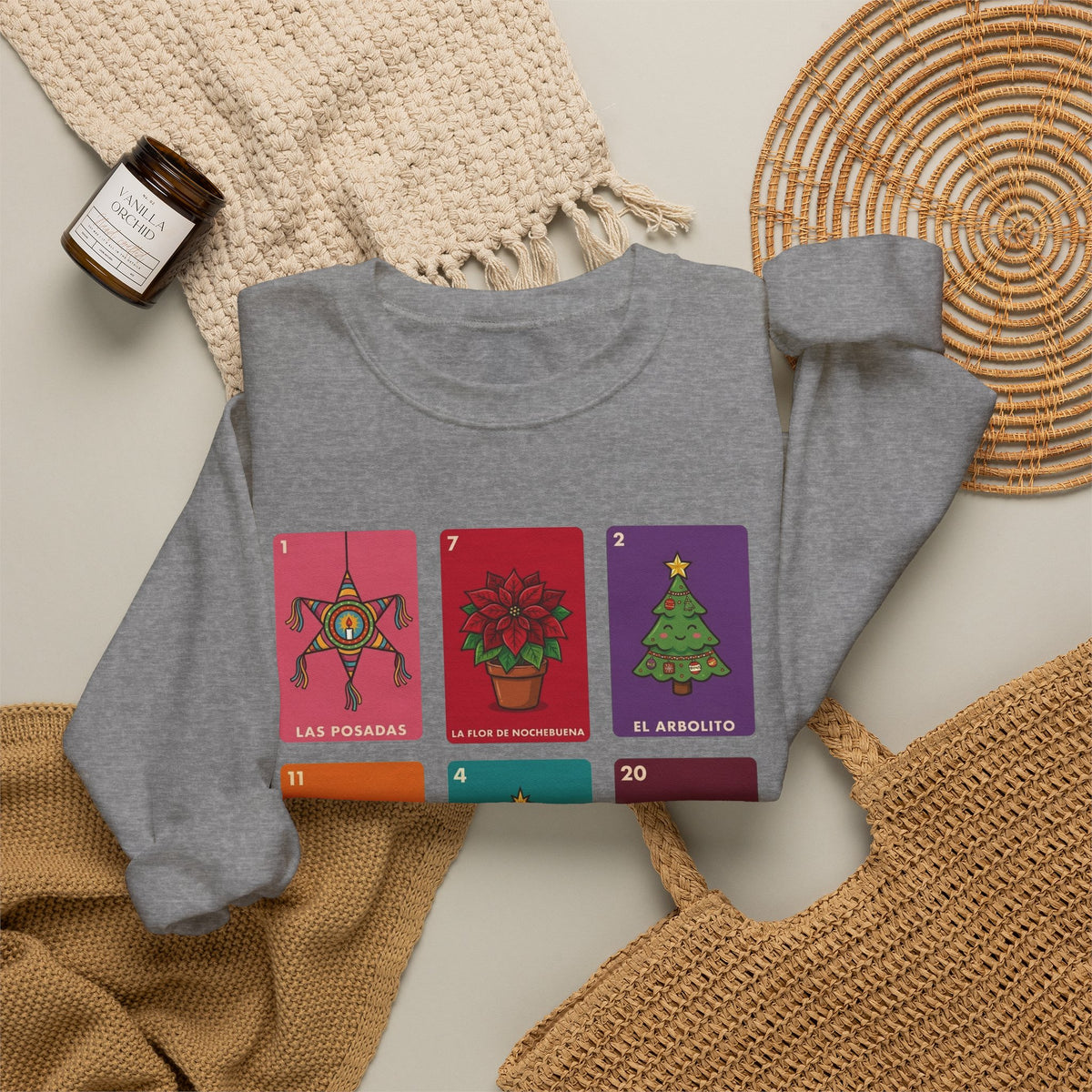 Loteria Navidad Sweatshirt - Mexican Christmas Loteria Sweater - Navidad Mexicana Posadas Tamales Ponche Crewneck