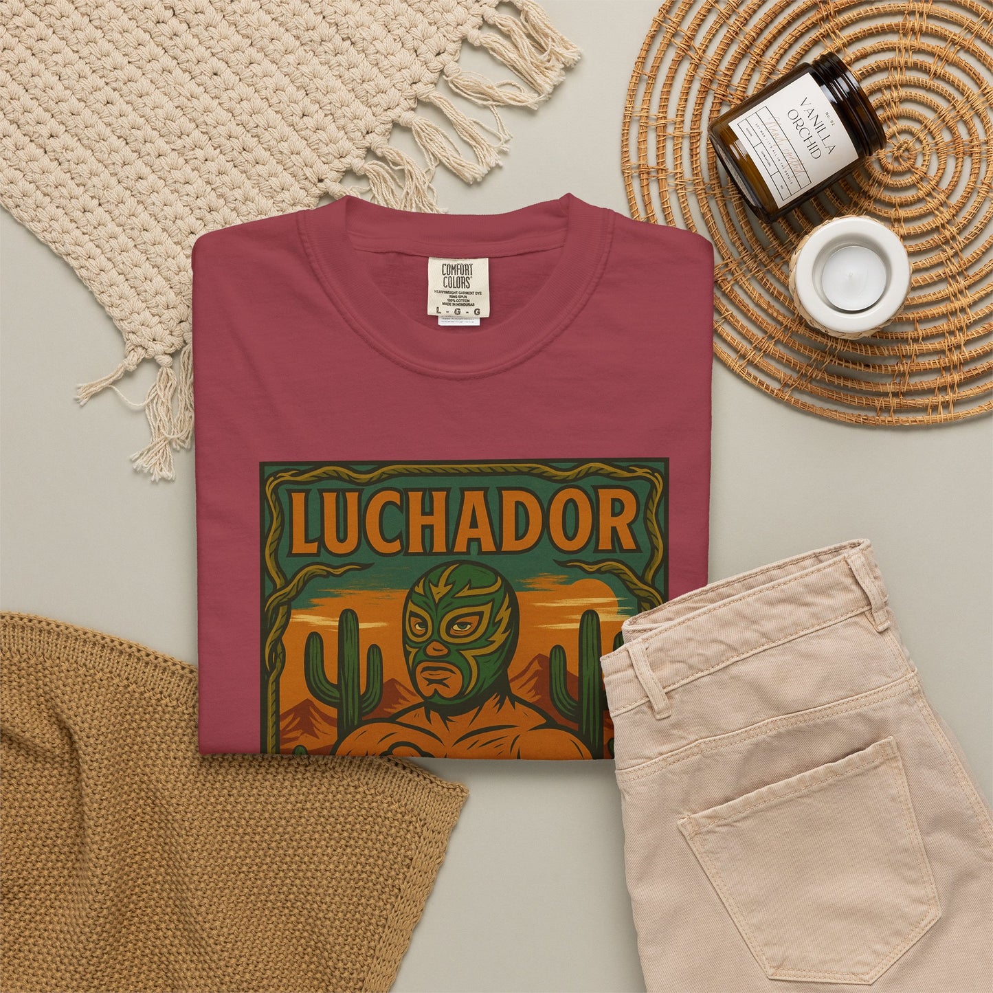 Desert Luchador T-Shirt, Mexican Wrestling Tee, Lucha Libre Plant Shirt, Unisex Top, Cinco de Mayo Gift, Festival Apparel
