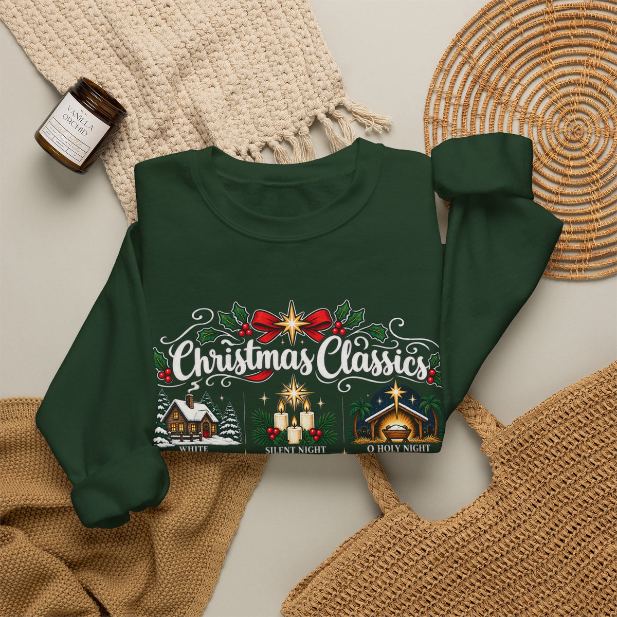 Christmas Classics Sweatshirt - Christmas Song Sweater - Silent Night O Holy Night - Cozy Nostalgic Christmas Music Gift