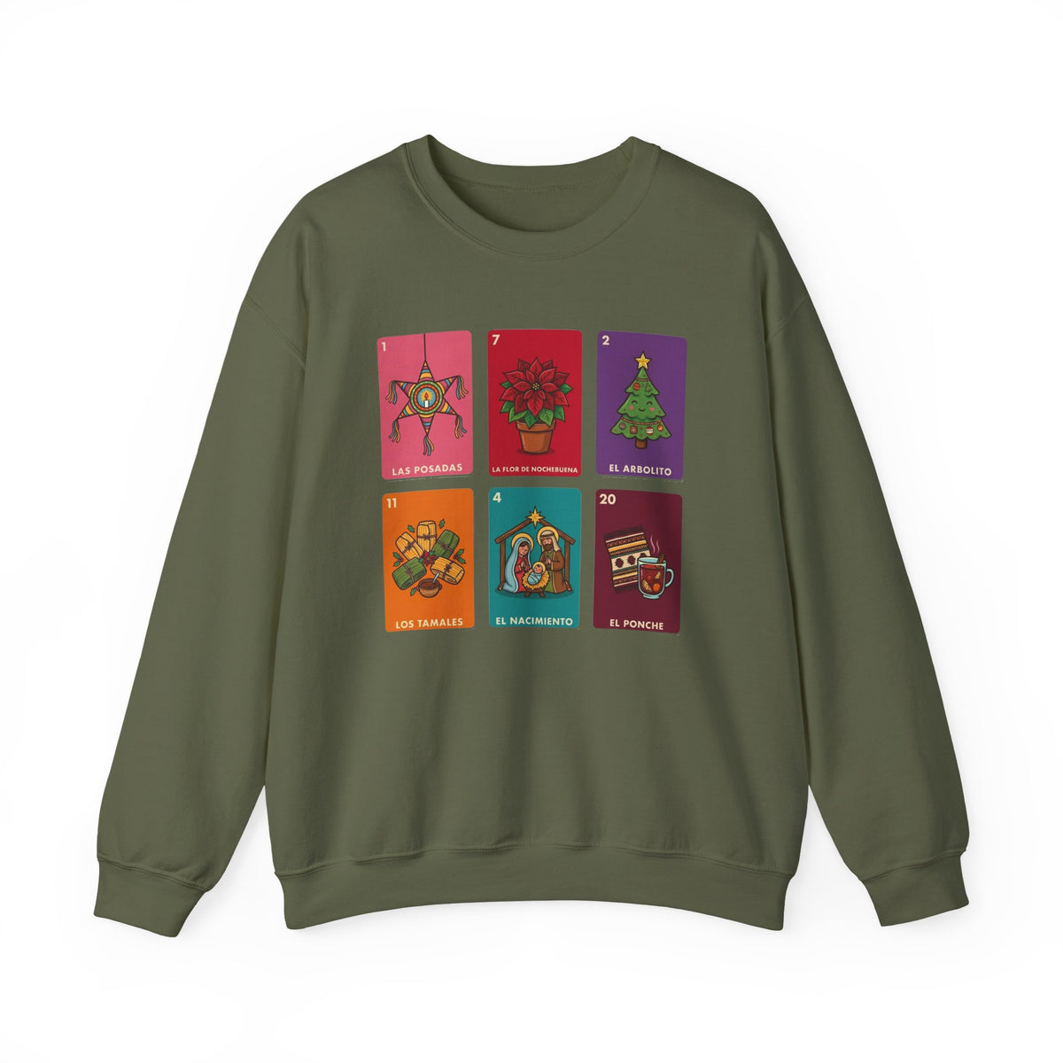 Loteria Navidad Sweatshirt - Mexican Christmas Loteria Sweater - Navidad Mexicana Posadas Tamales Ponche Crewneck