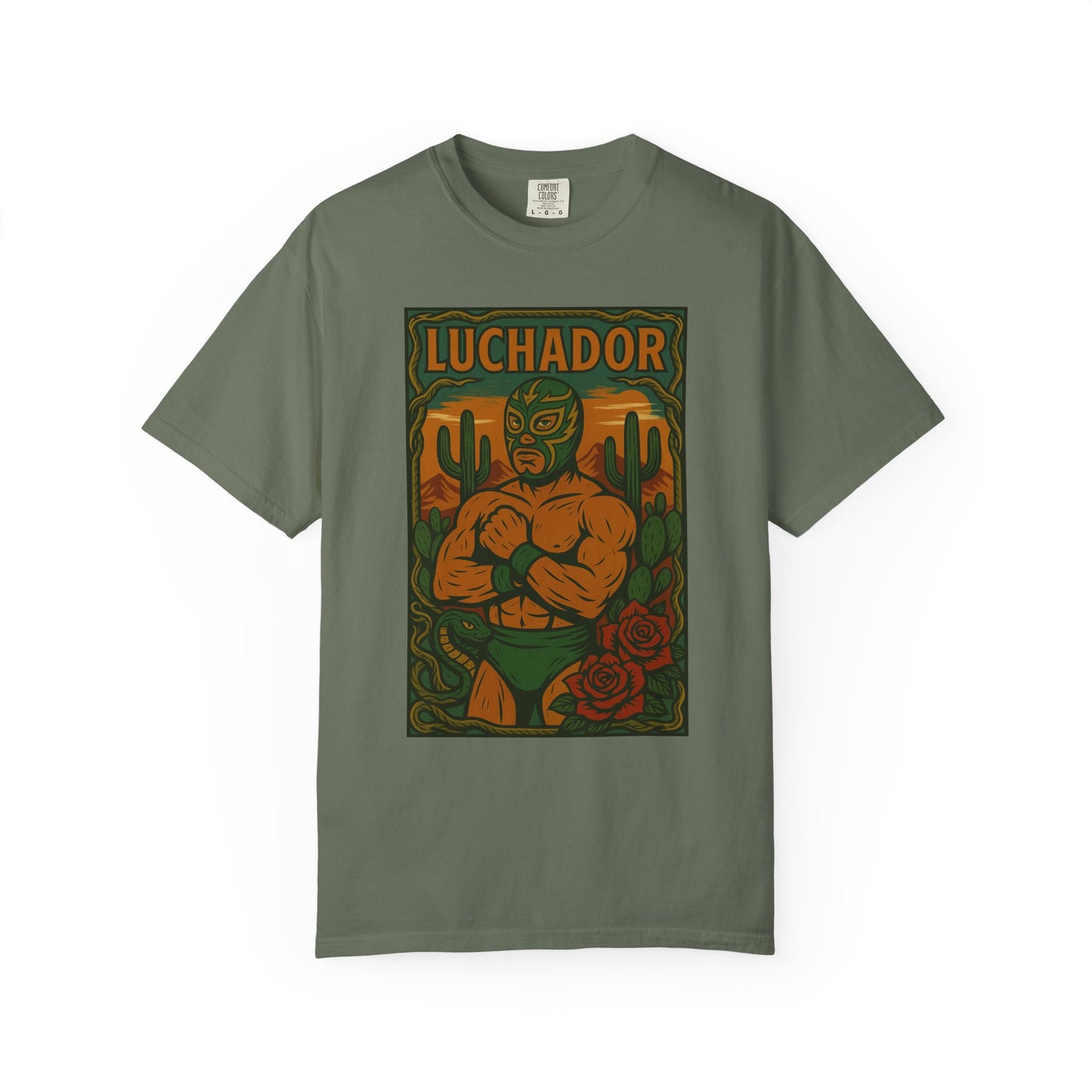 Desert Luchador T-Shirt, Mexican Wrestling Tee, Lucha Libre Plant Shirt, Unisex Top, Cinco de Mayo Gift, Festival Apparel