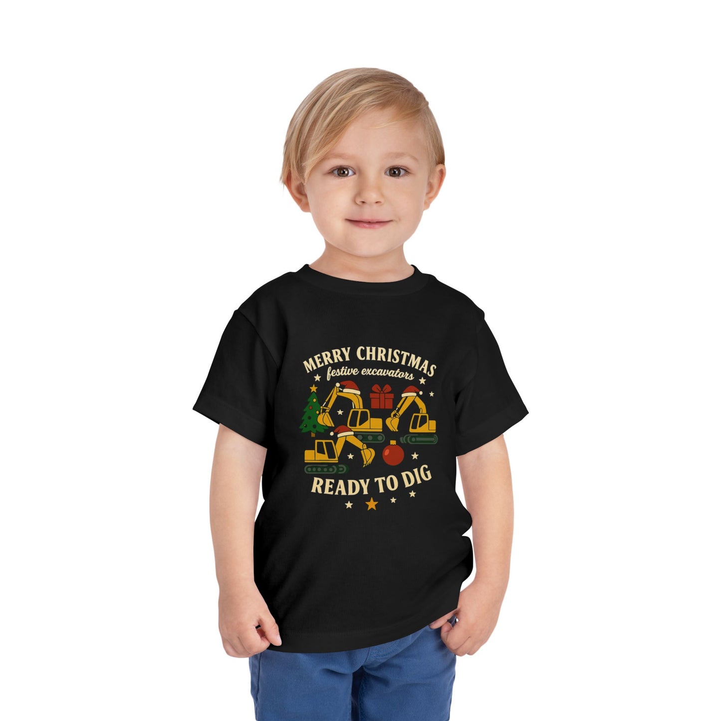 Christmas Excavators Toddler Short Sleeve Tee
