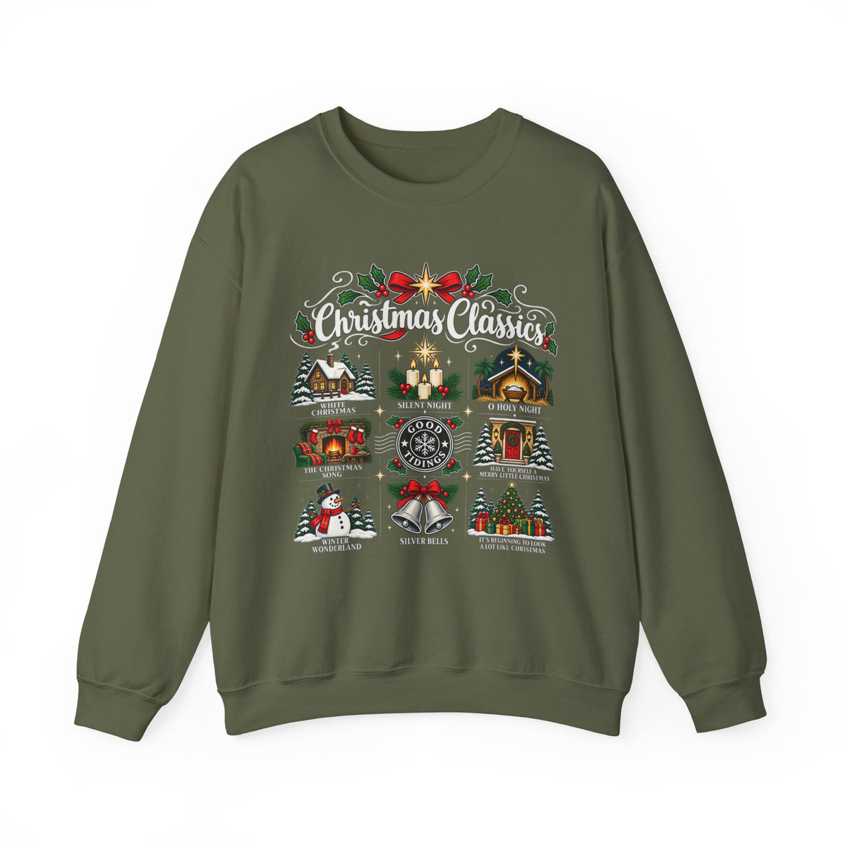 Christmas Classics Sweatshirt - Christmas Song Sweater - Silent Night O Holy Night - Cozy Nostalgic Christmas Music Gift