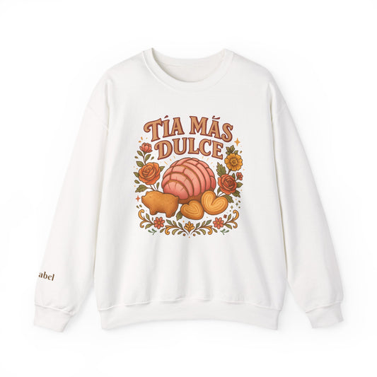 Tía Más Dulce Crewneck Sweatshirt | Concha and Pan Dulce Illustration | Customized Tia Sweater